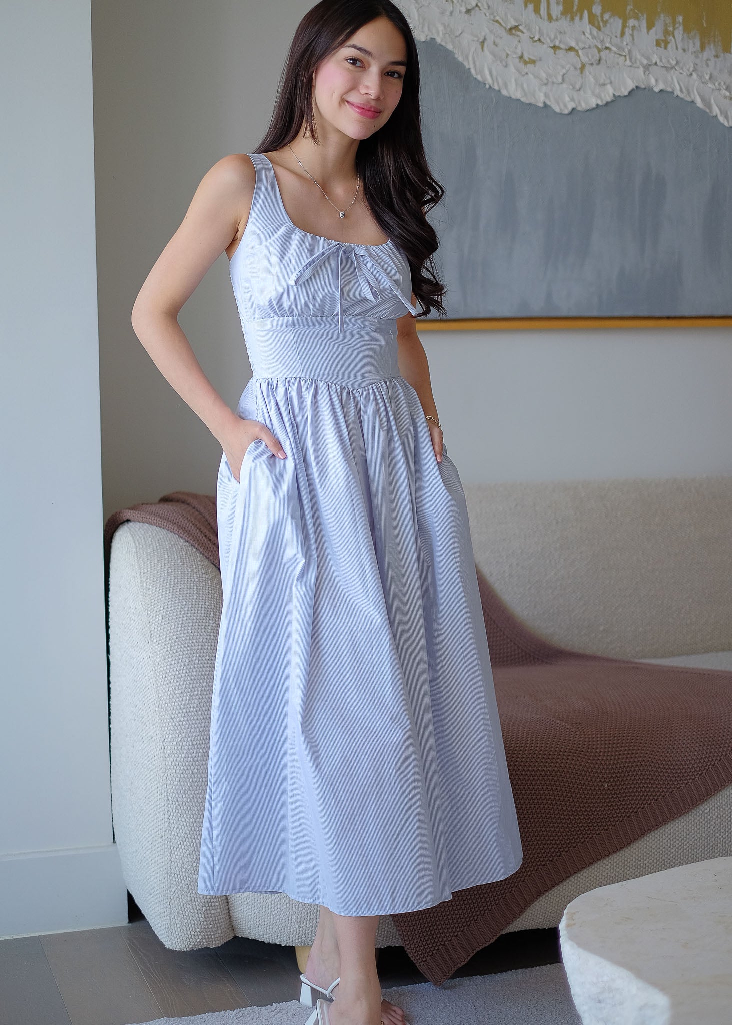 Sascha midi - denim plain