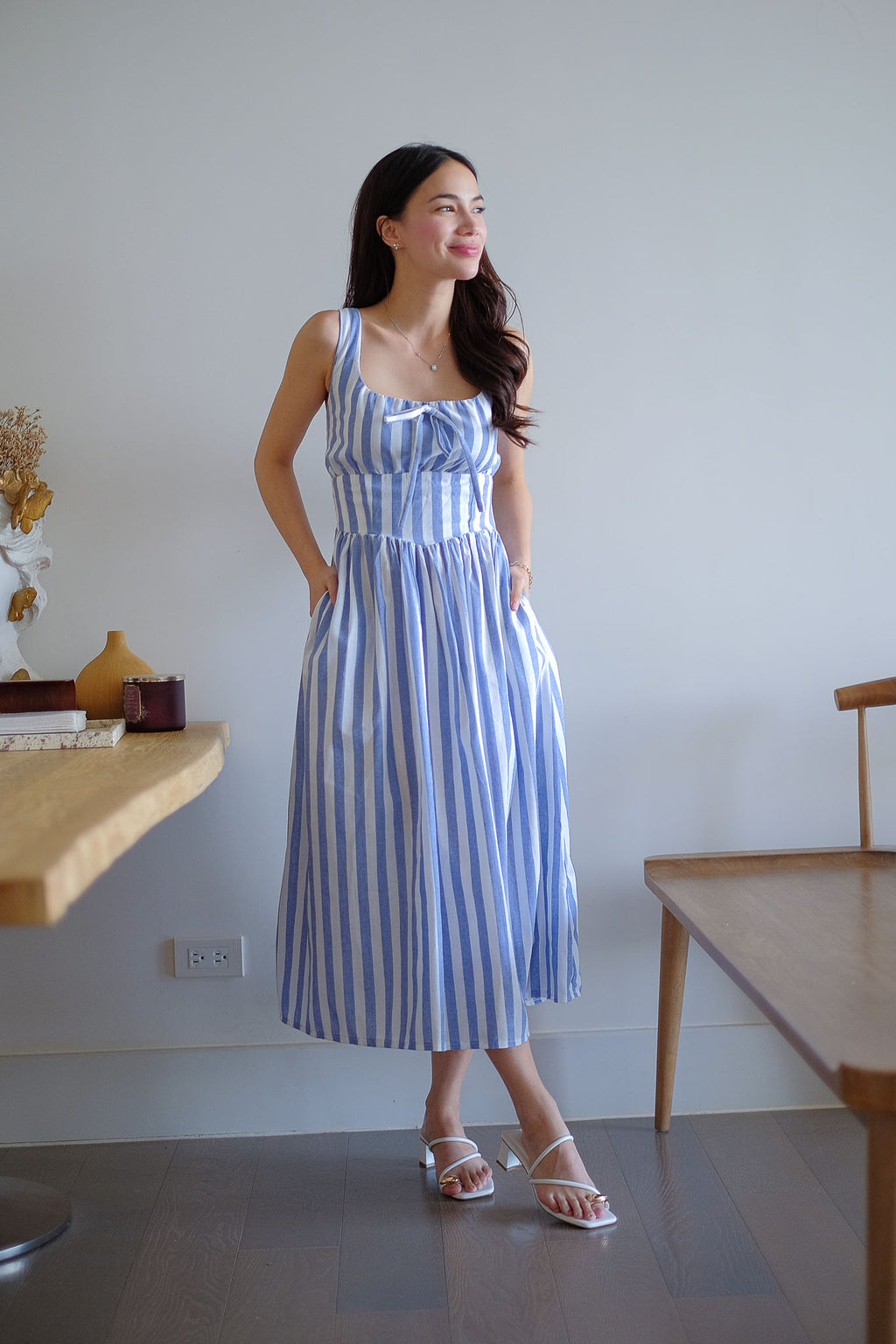 Sascha midi - cabana blue stripe