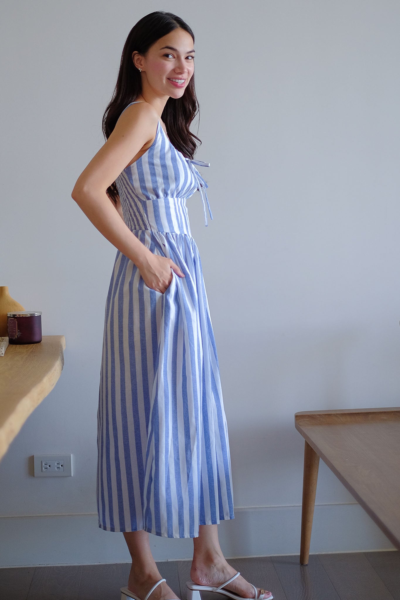 Sascha midi - cabana blue stripe