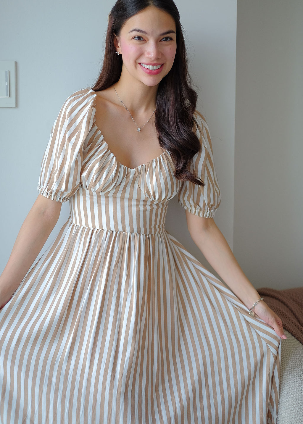 Percy midi dress - khaki stripes