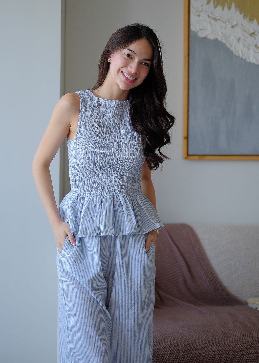 The Astrid Coords - Powder blue pinstripe