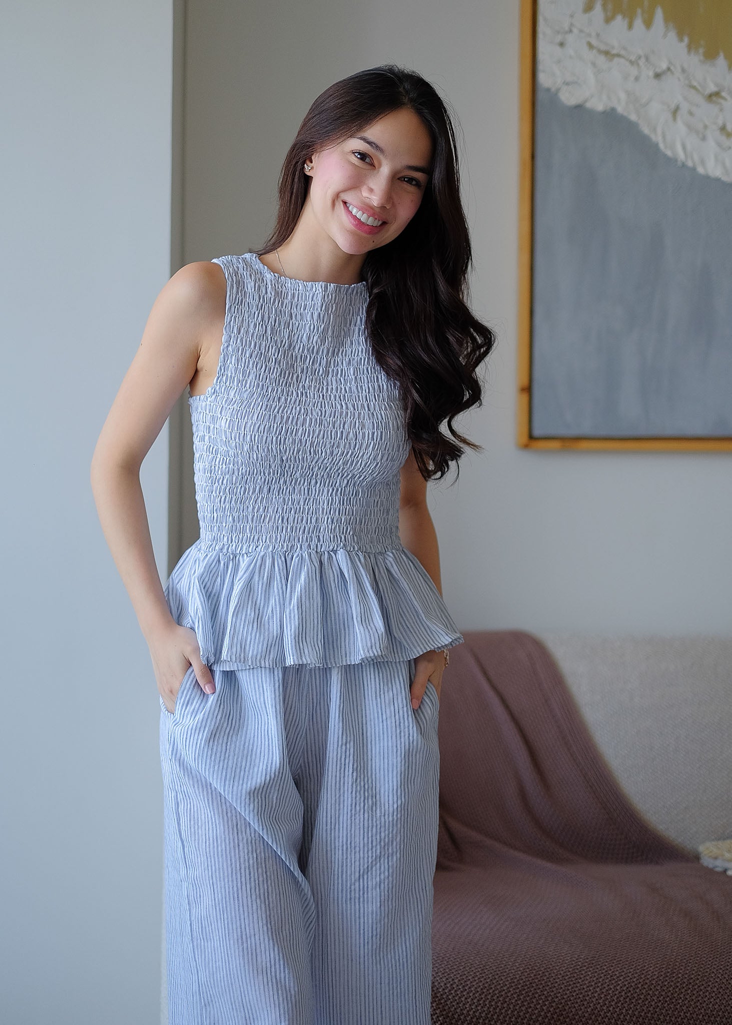 The Astrid Coords - Powder blue pinstripe