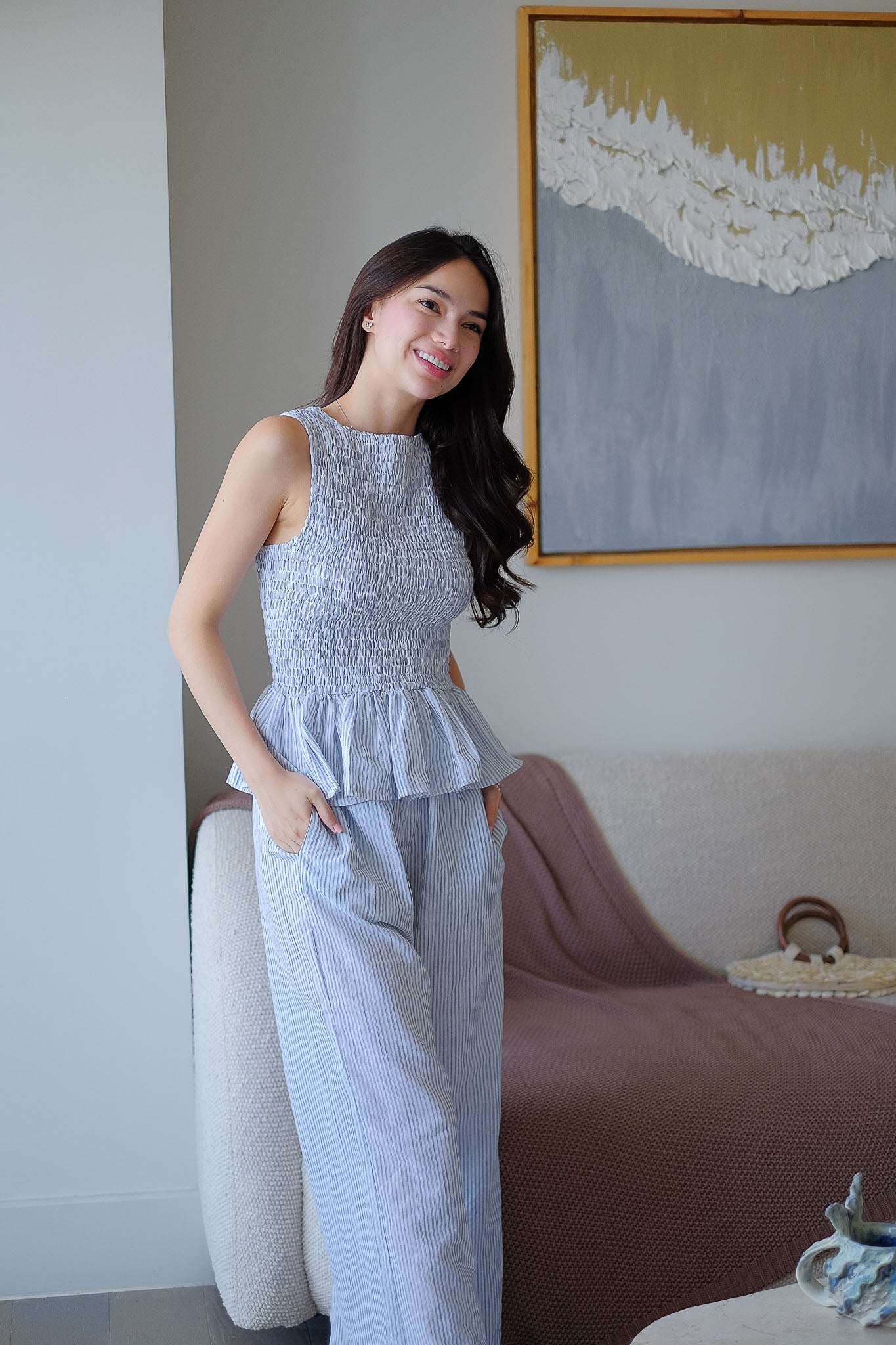 The Astrid Coords - Powder blue pinstripe