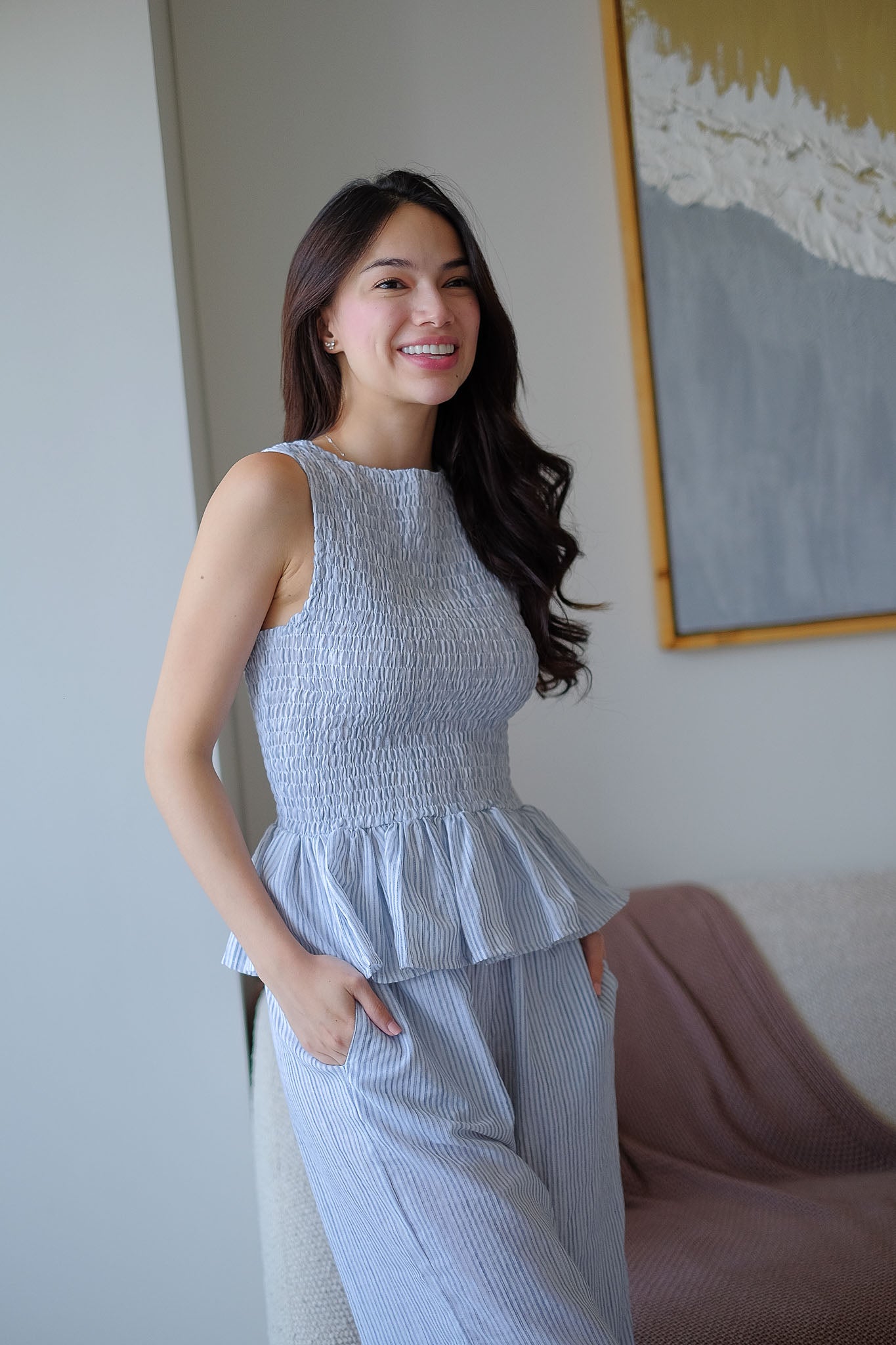The Astrid Coords - Powder blue pinstripe