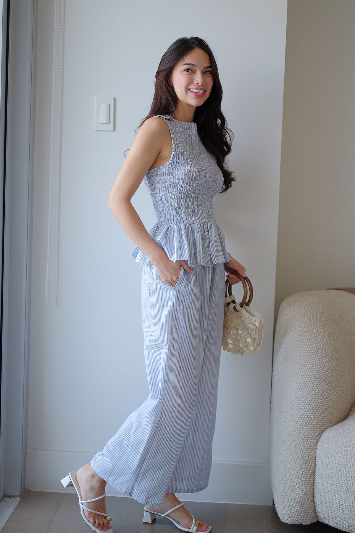 The Astrid Coords - Powder blue pinstripe