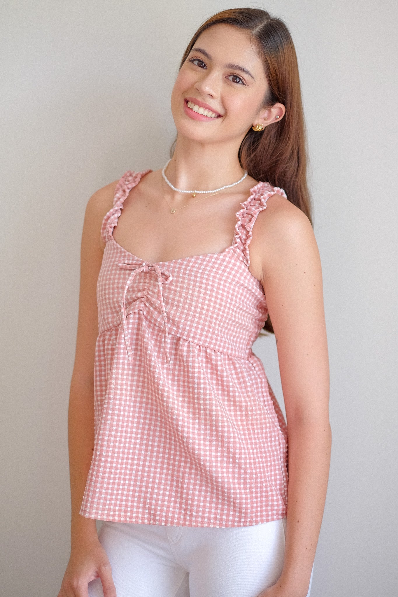 Bowie Top - gingham blush