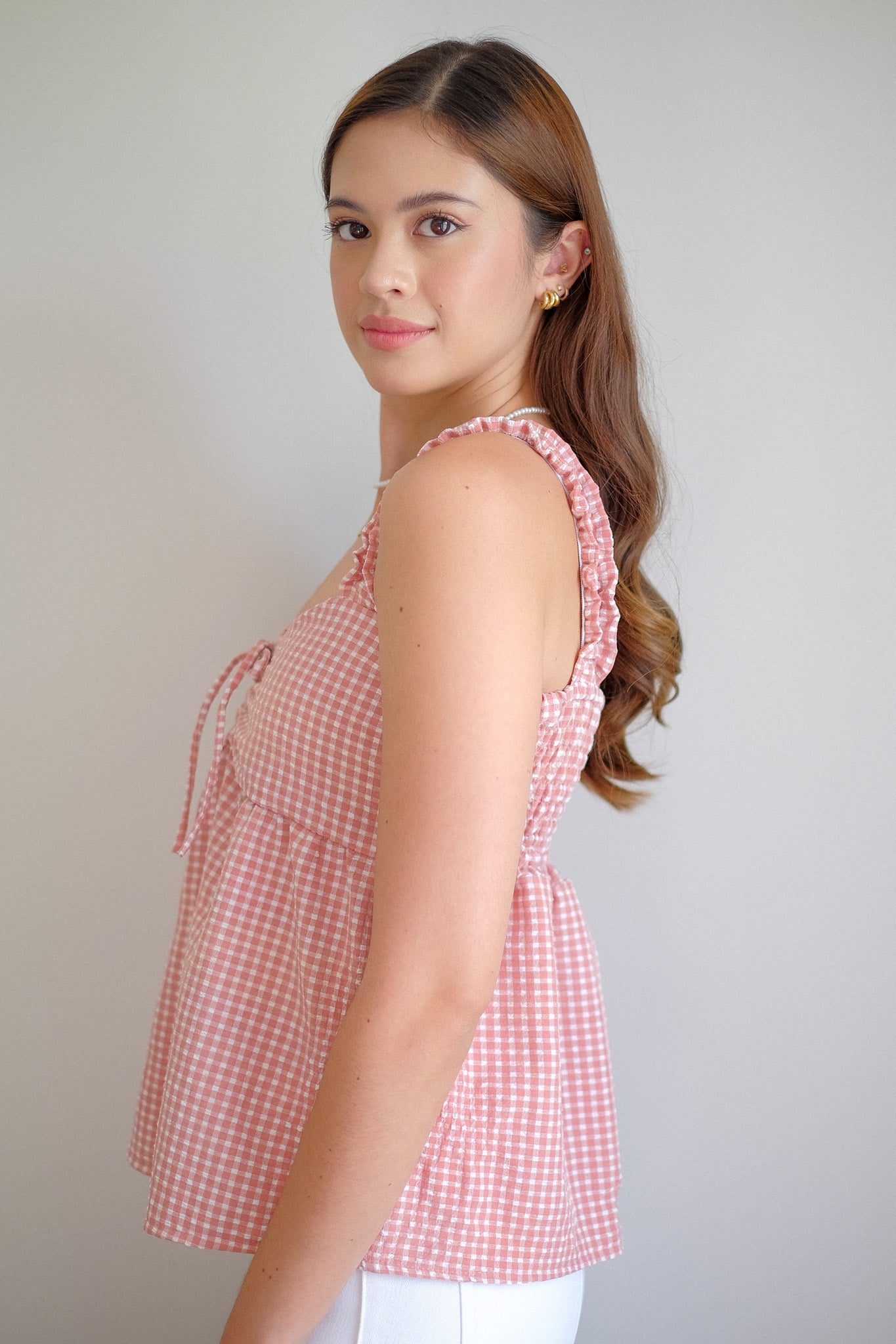 Bowie Top - gingham blush