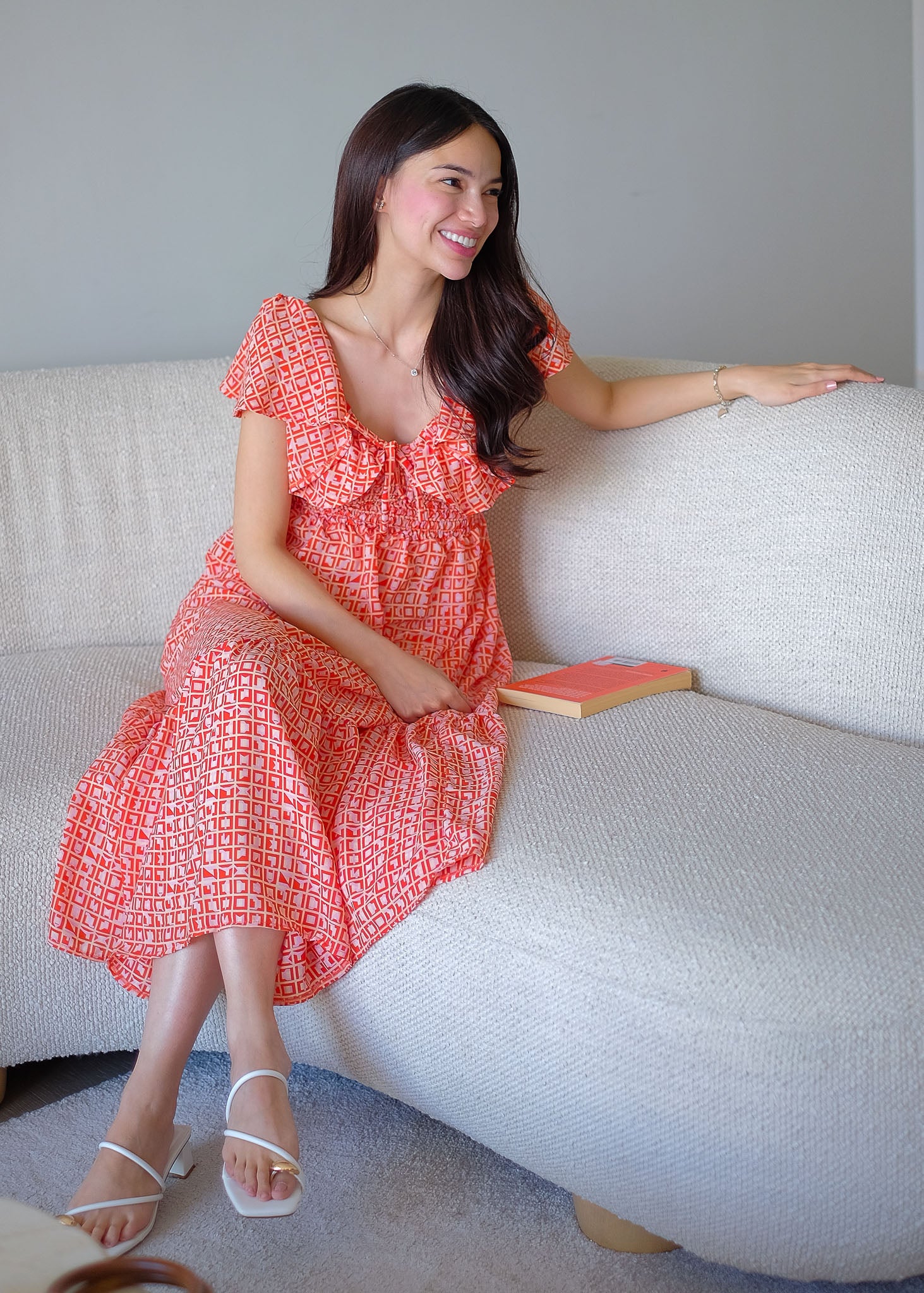 The Eloise midi dress - Sunset Coral
