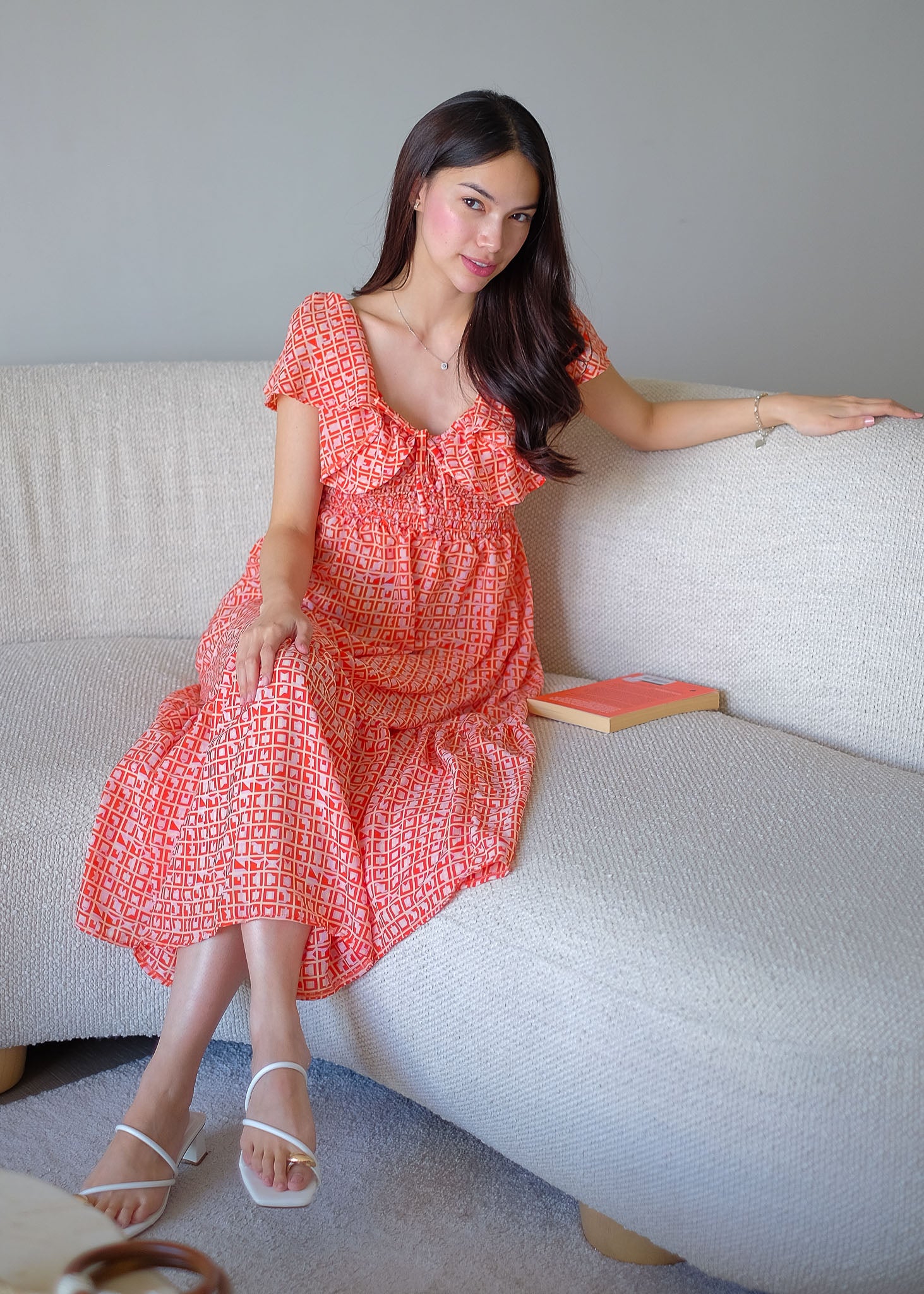 The Eloise midi dress - Sunset Coral