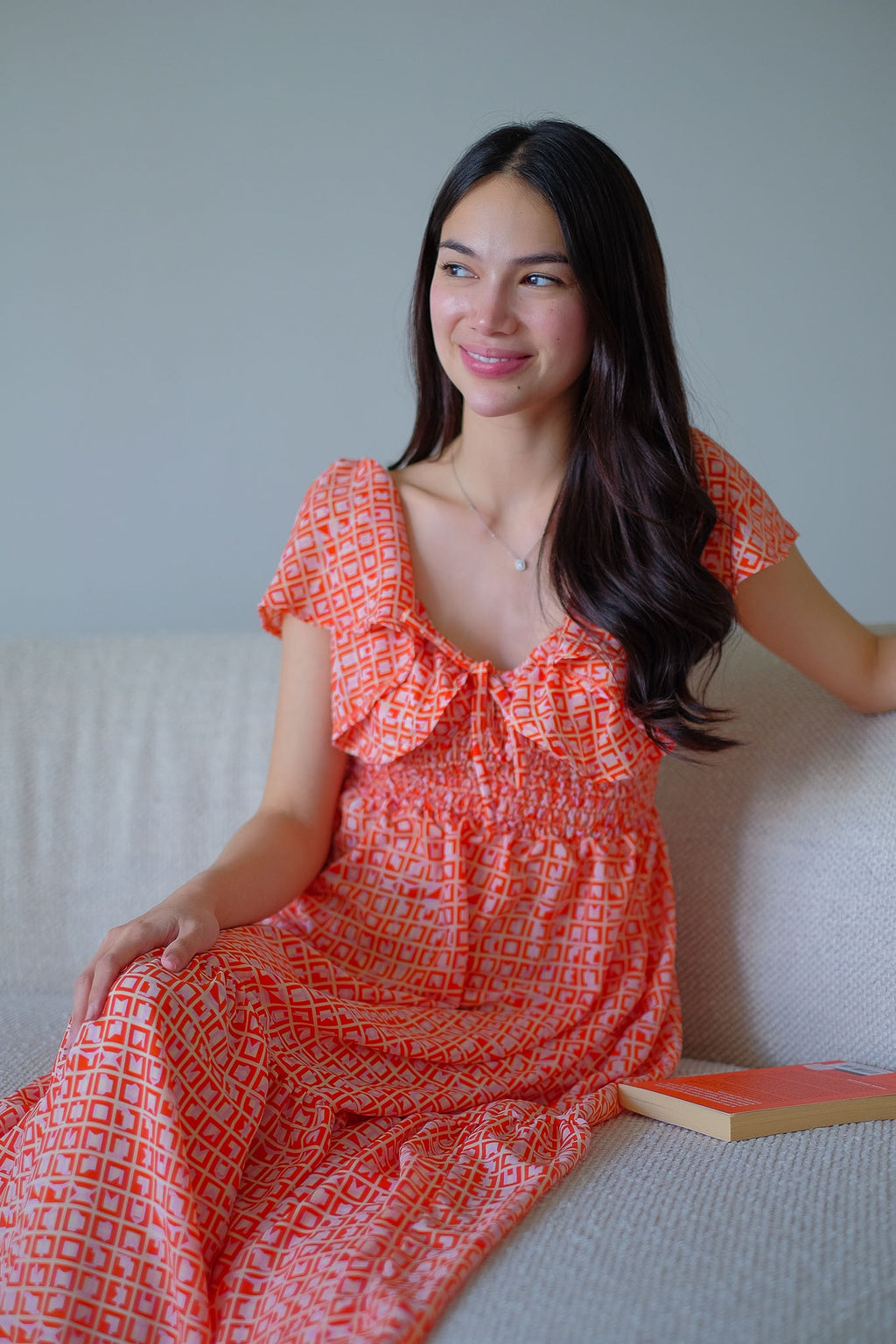 The Eloise midi dress - Sunset Coral