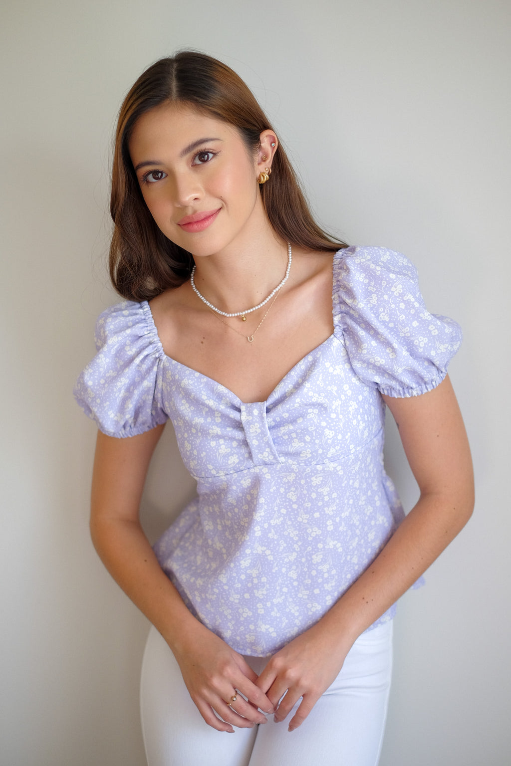 Catalina Top - lavender jasmine print