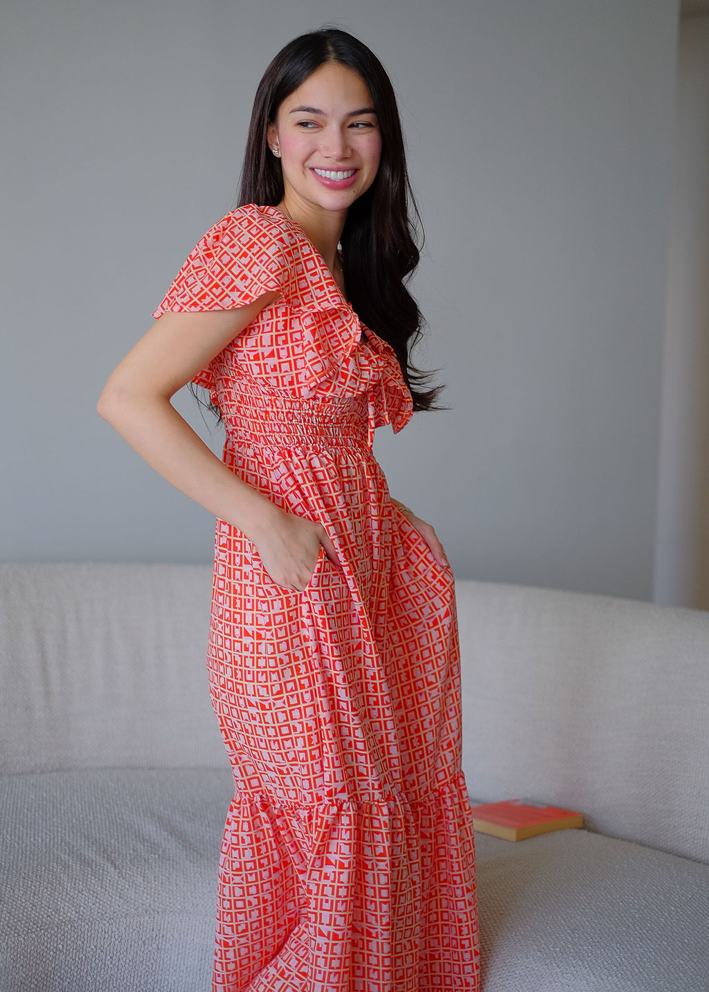 The Eloise midi dress - Sunset Coral