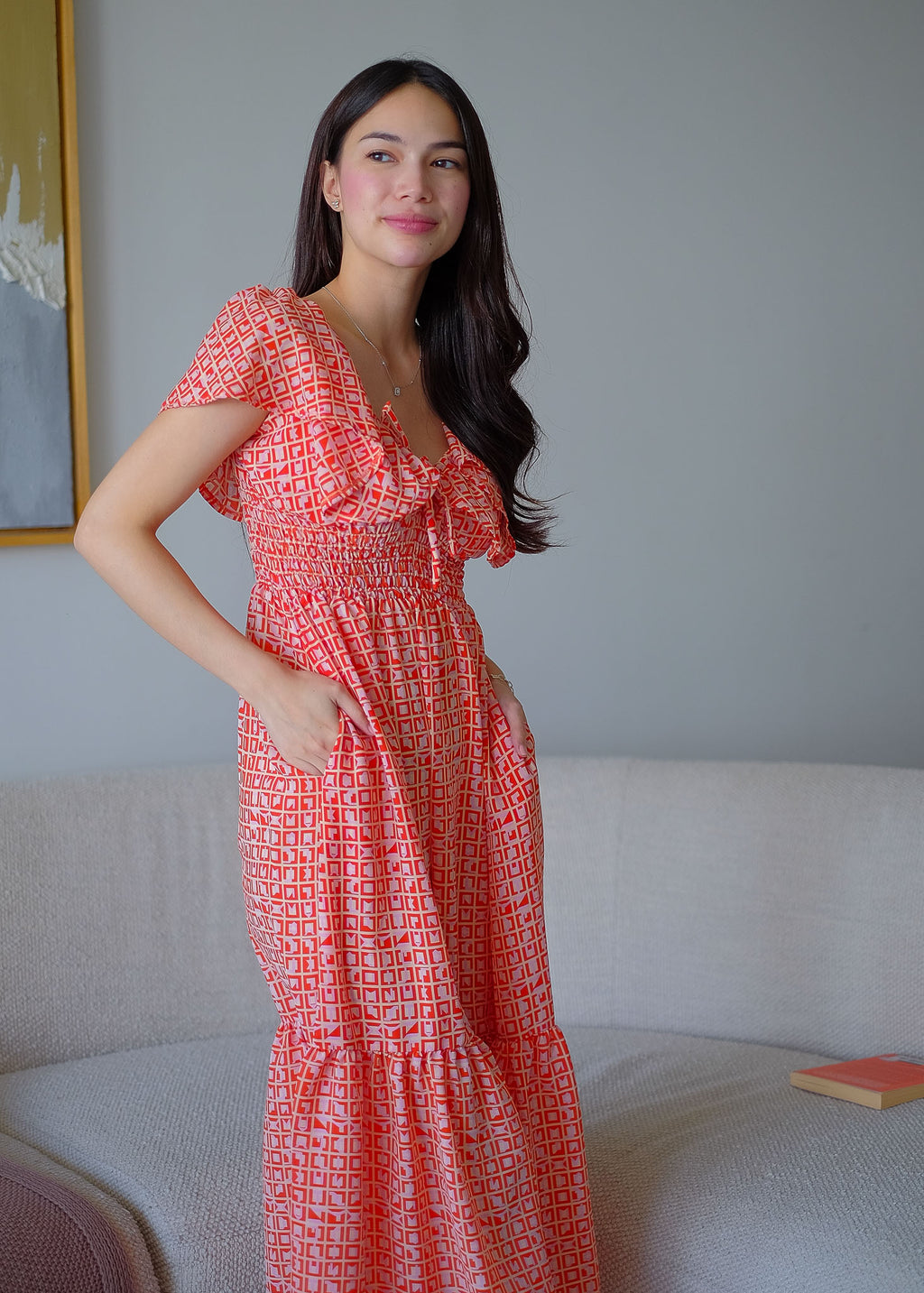 The Eloise midi dress - Sunset Coral