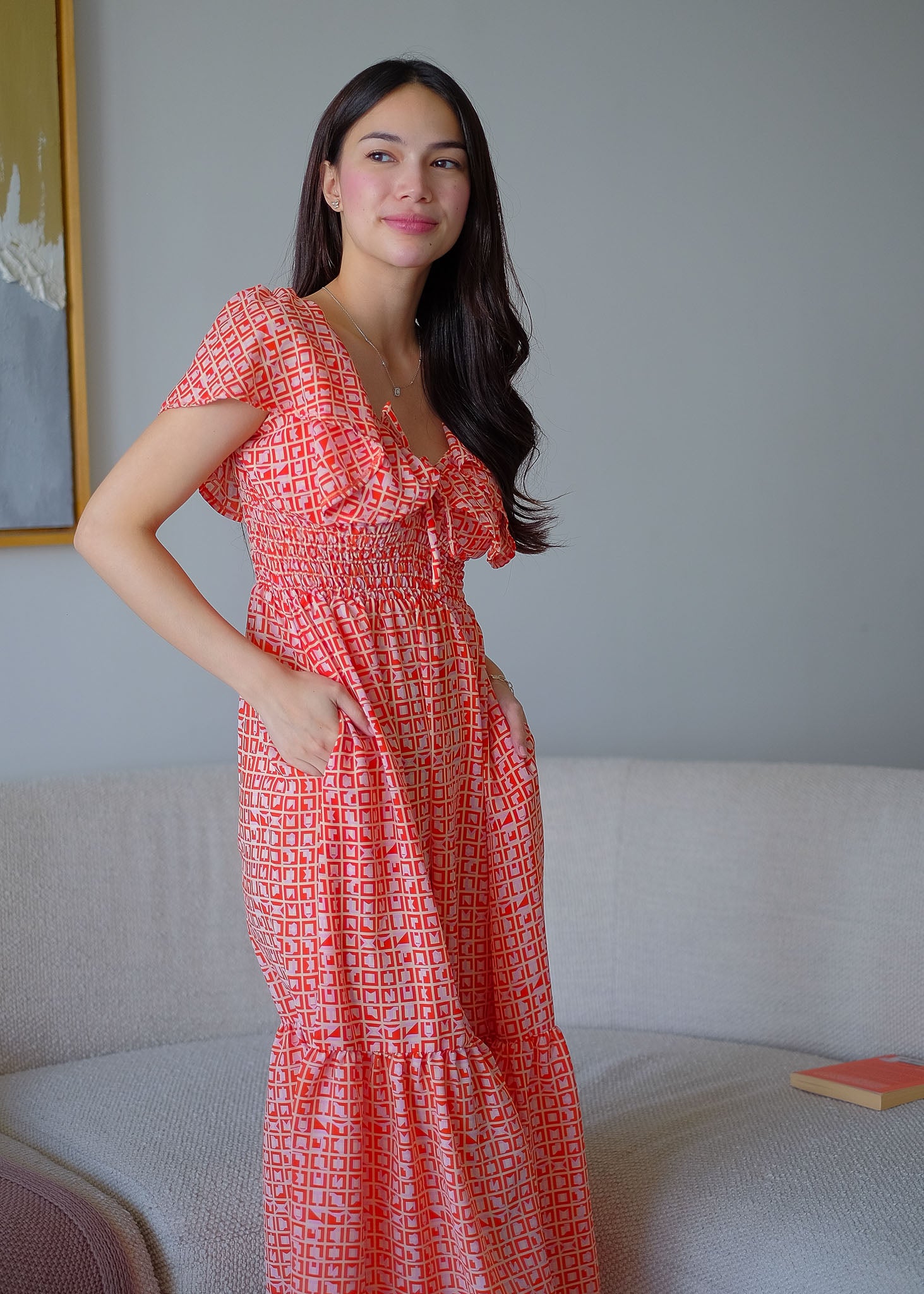 The Eloise midi dress - Sunset Coral