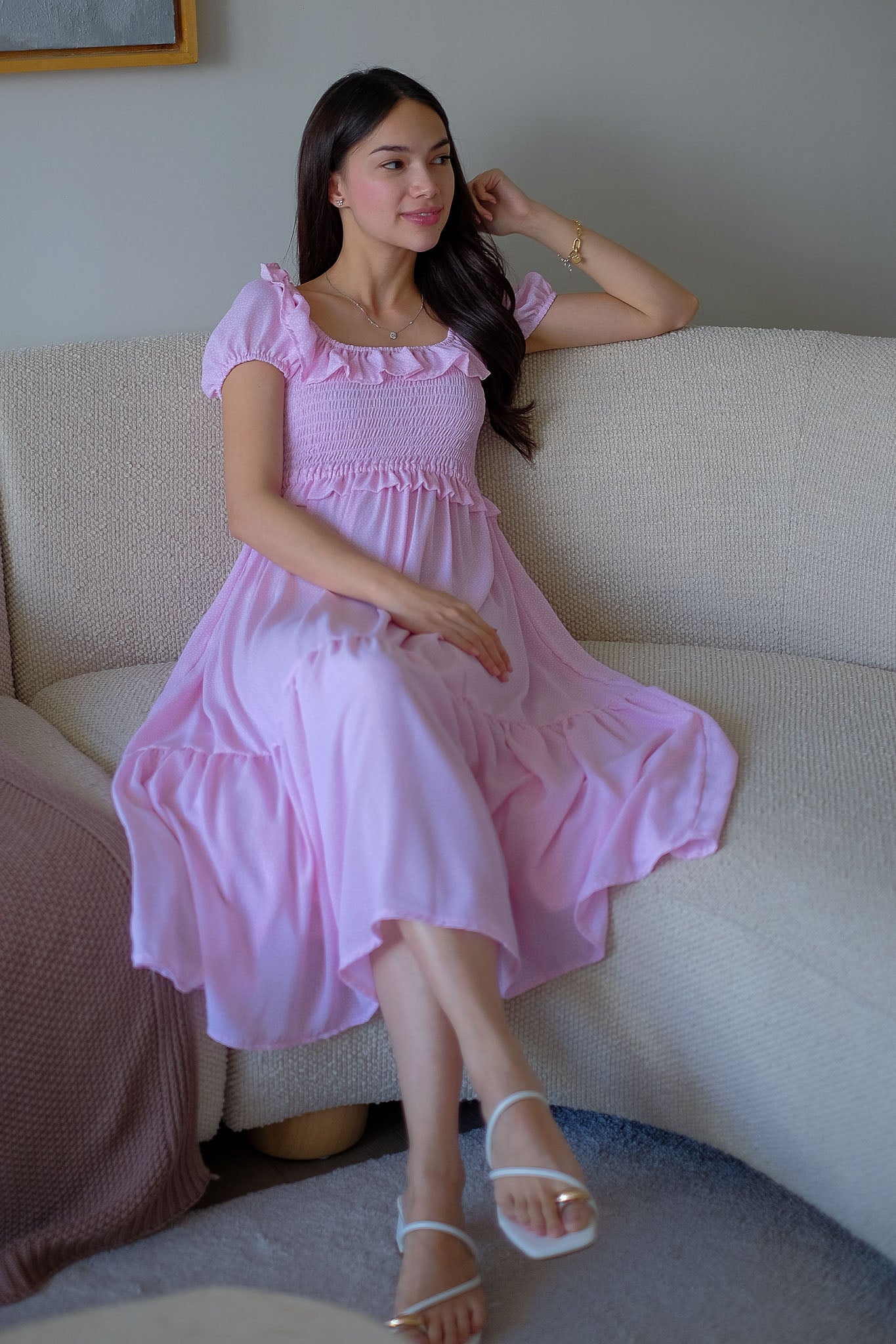 The Patricia Midi Dress – Pastel Pink