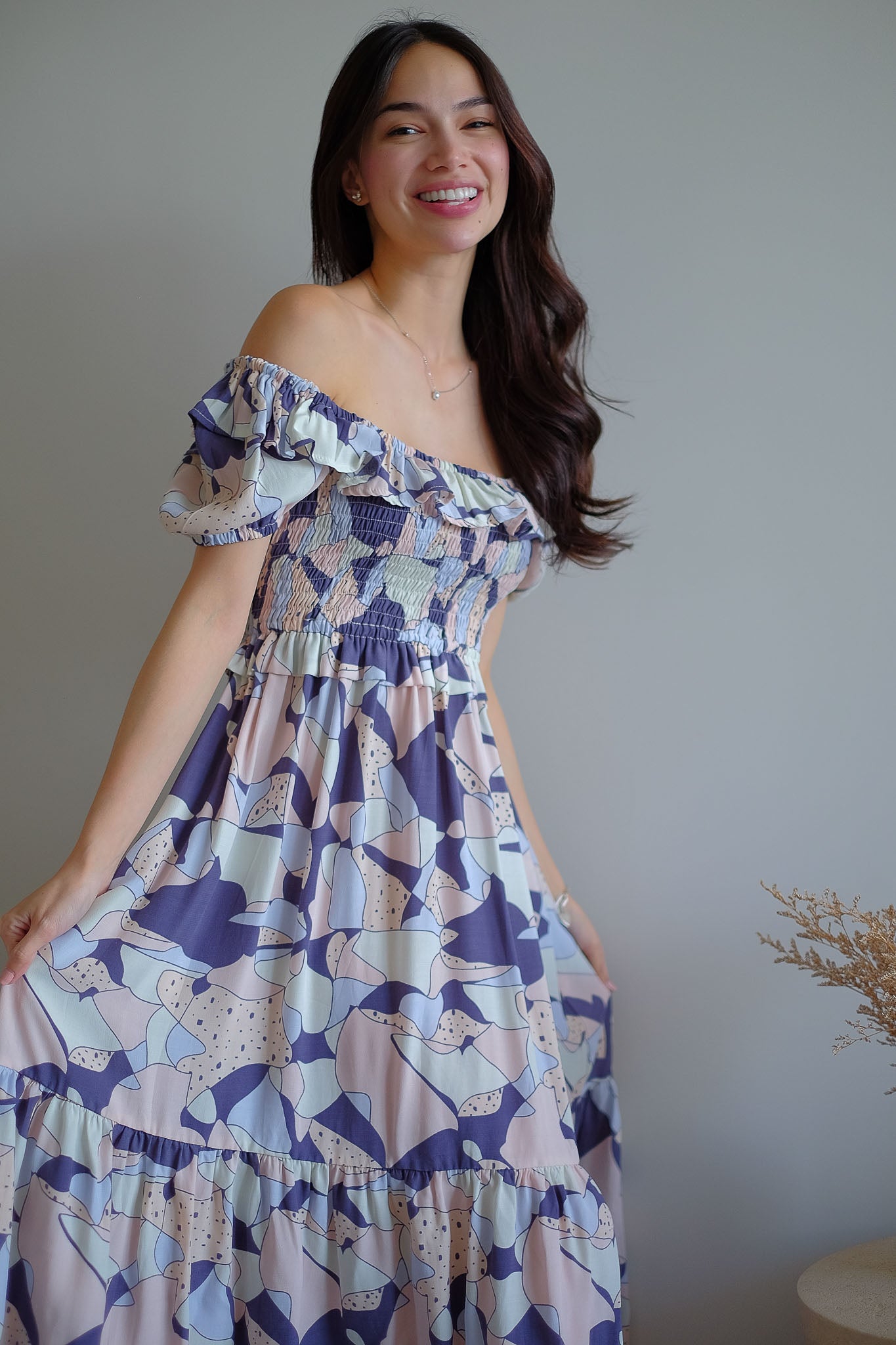 The Patricia Midi Dress – abstract floral print