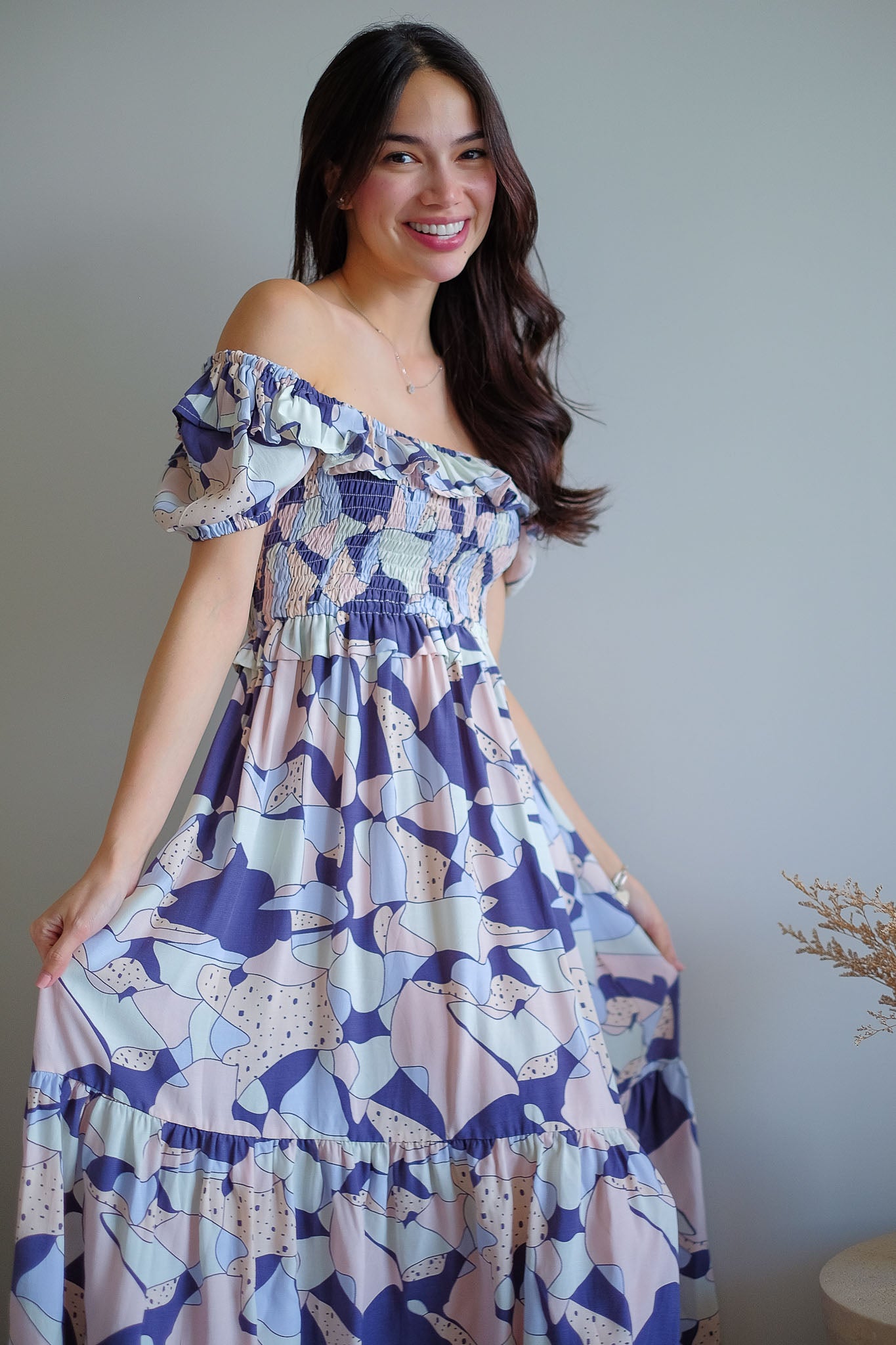 The Patricia Midi Dress – abstract floral print