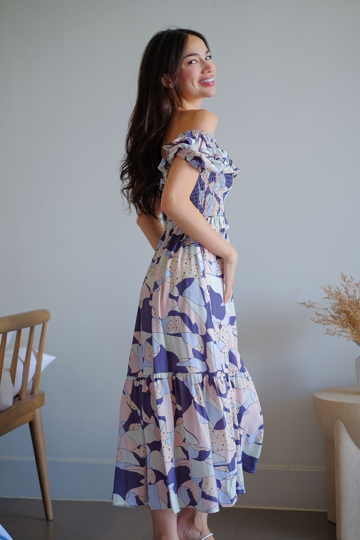 The Patricia Midi Dress – abstract floral print