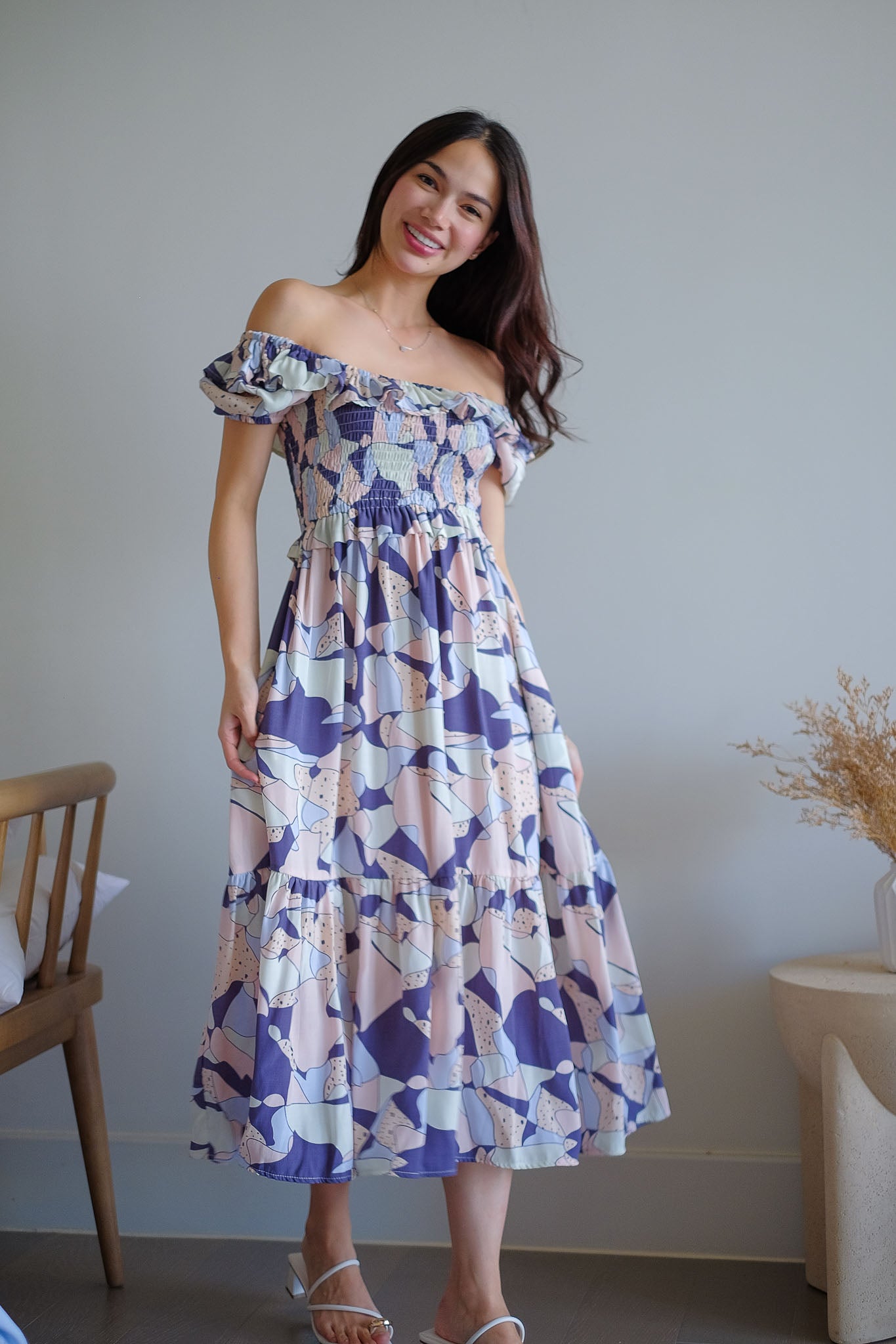 The Patricia Midi Dress – abstract floral print