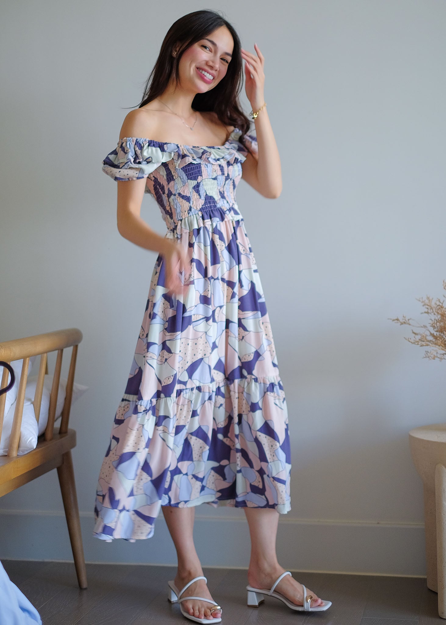 The Patricia Midi Dress – abstract floral print