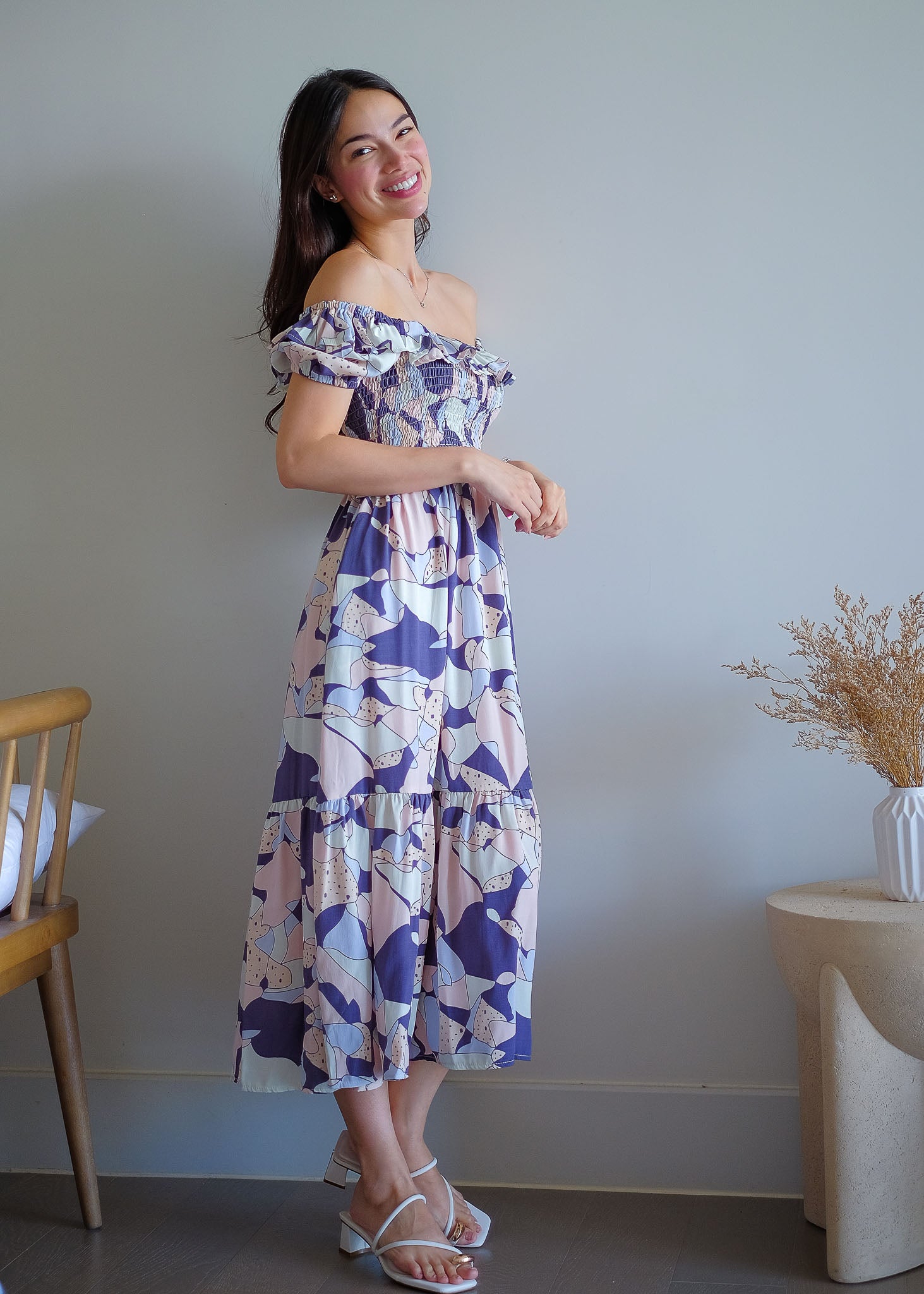 The Patricia Midi Dress – abstract floral print