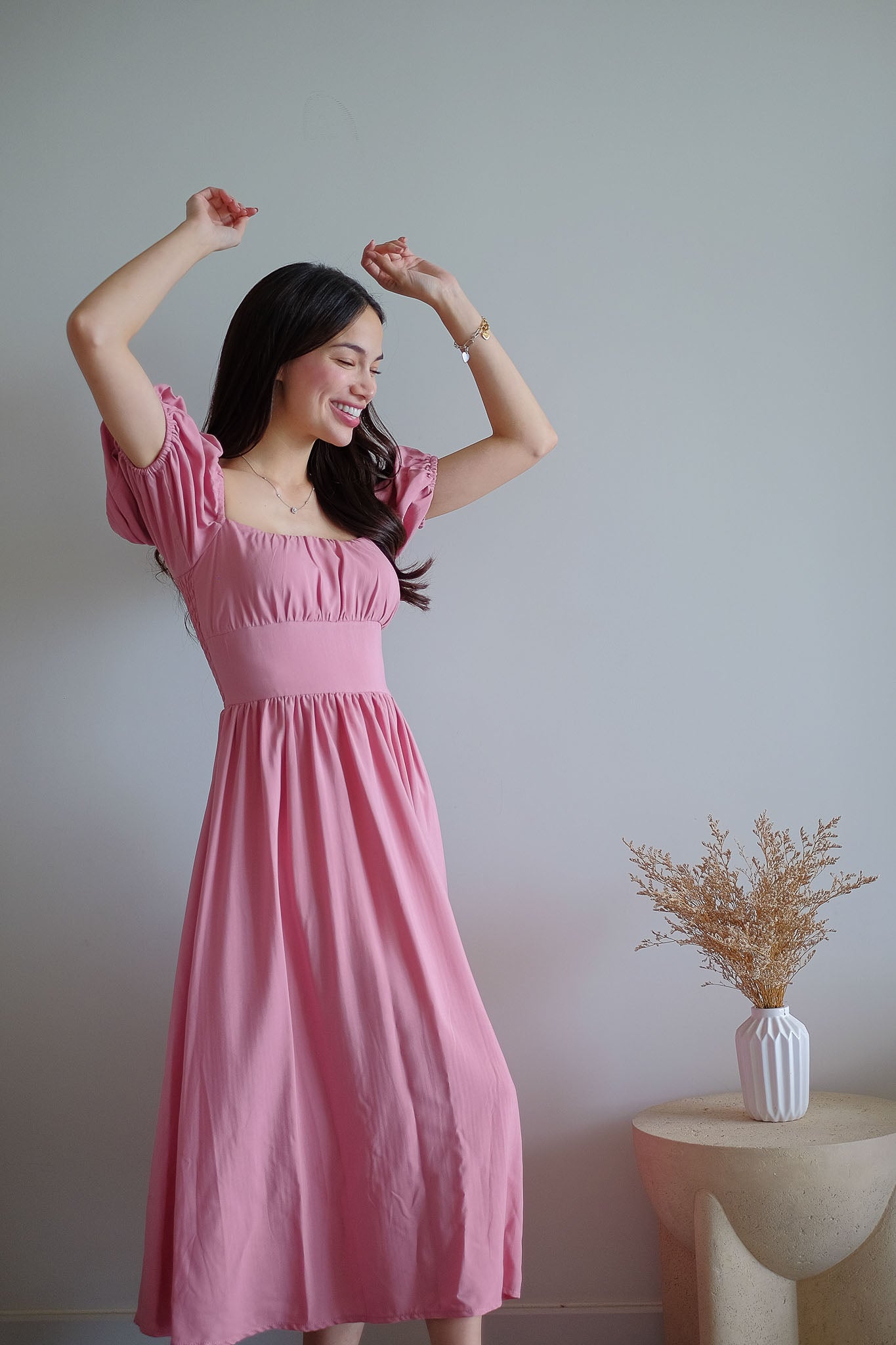 Monica Midi Dress – Dusty Rose Pink