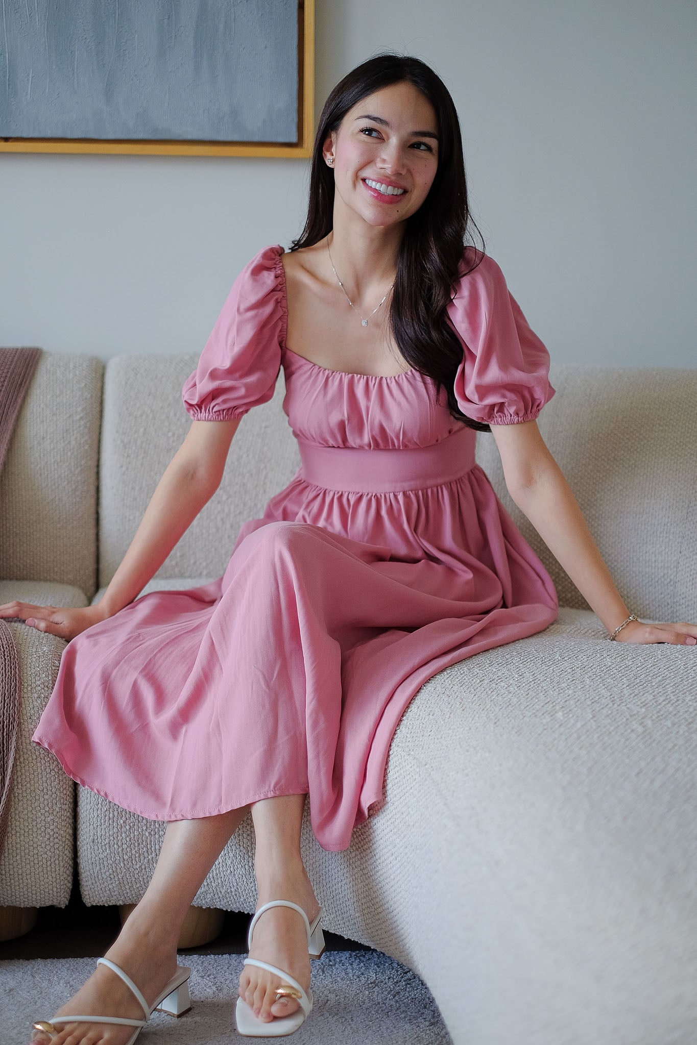 Monica Midi Dress – Dusty Rose Pink
