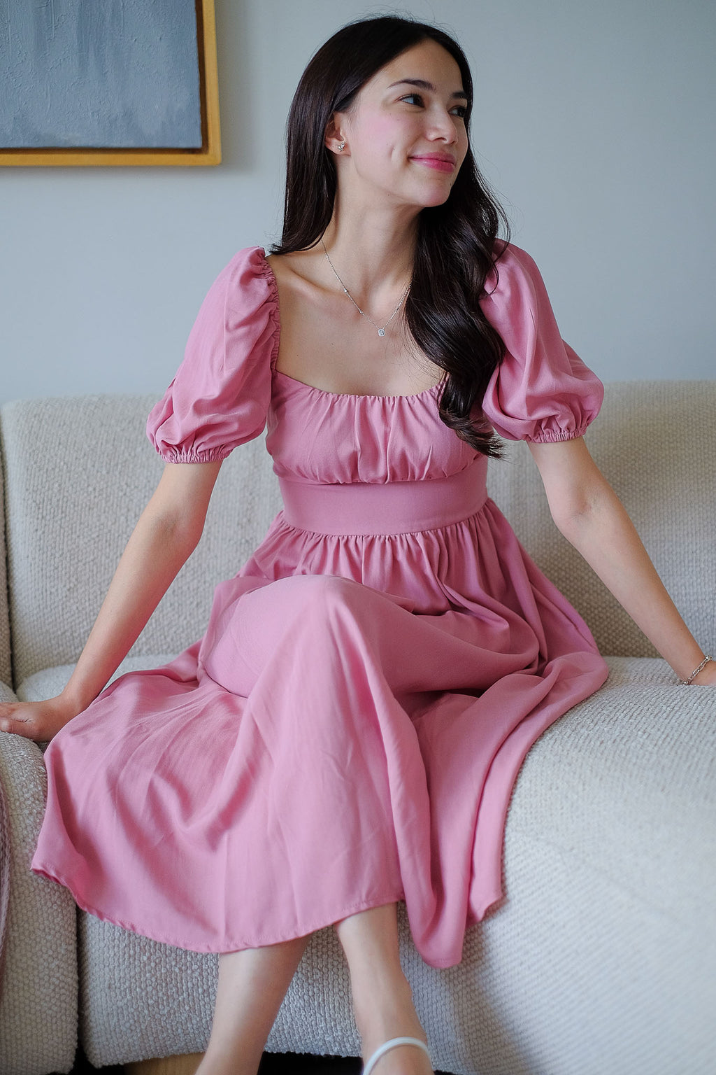 Monica Midi Dress – Dusty Rose Pink