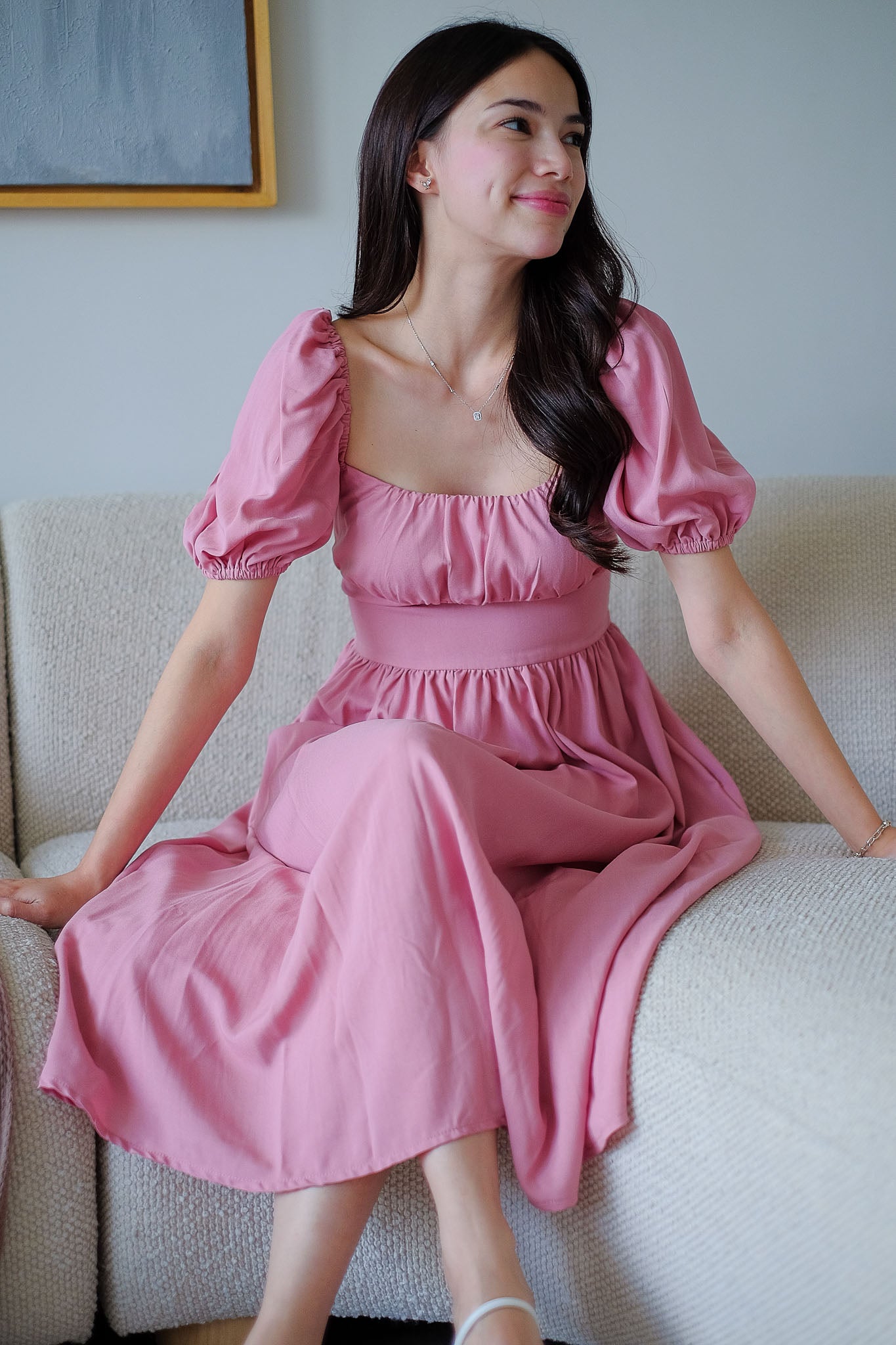 Monica Midi Dress – Dusty Rose Pink
