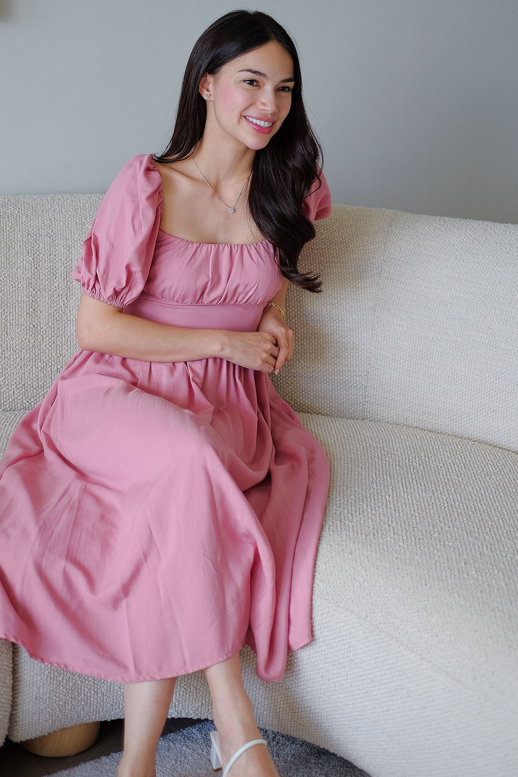 Monica Midi Dress – Dusty Rose Pink