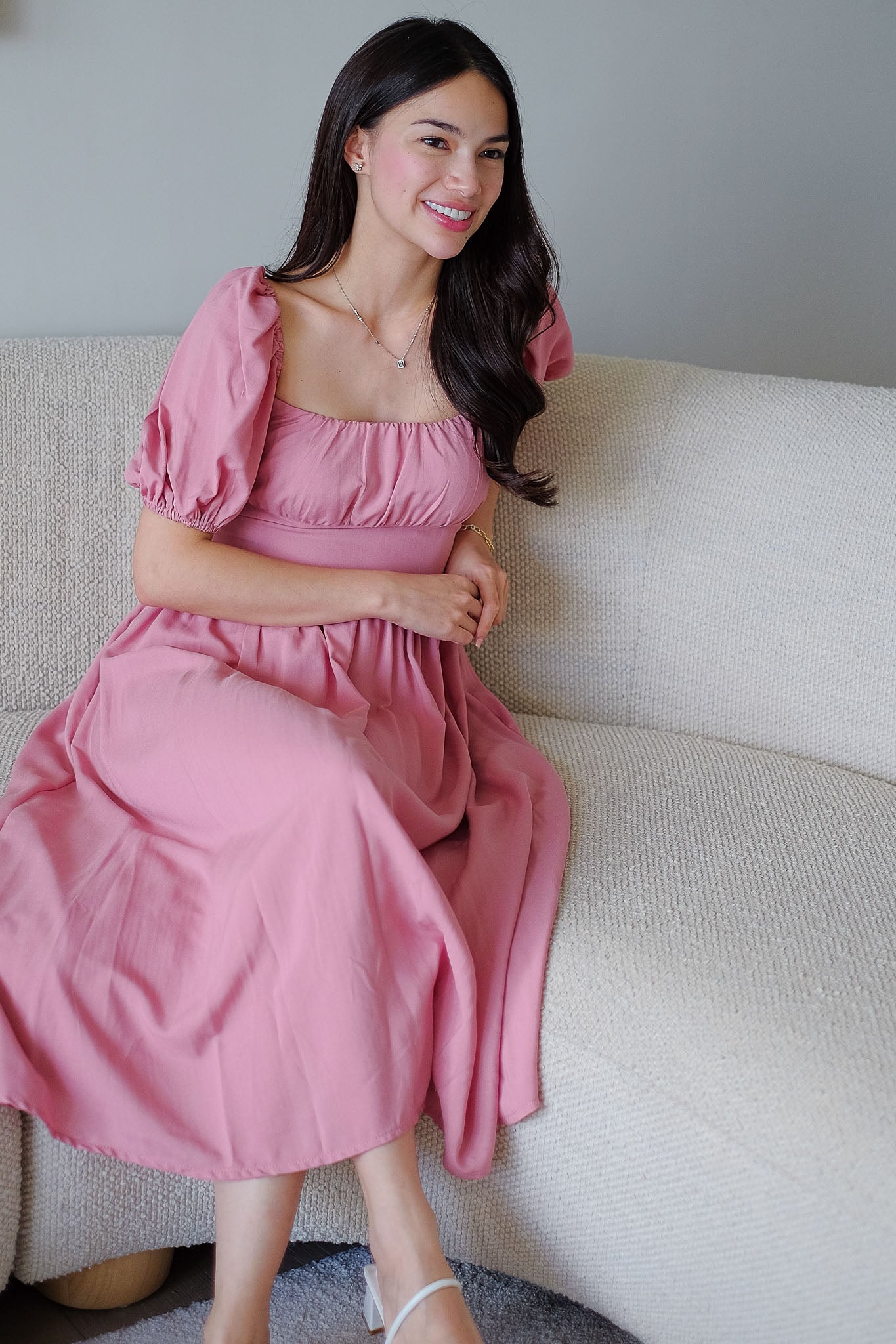 Monica Midi Dress – Dusty Rose Pink