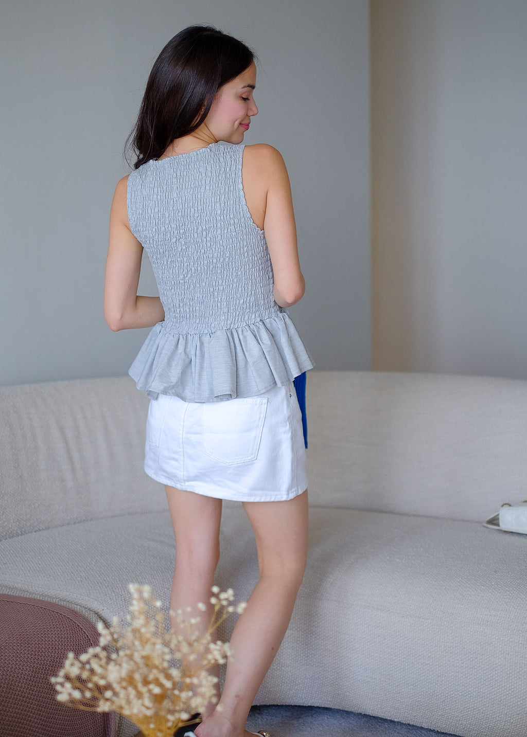 The Astrid Top - Light grey