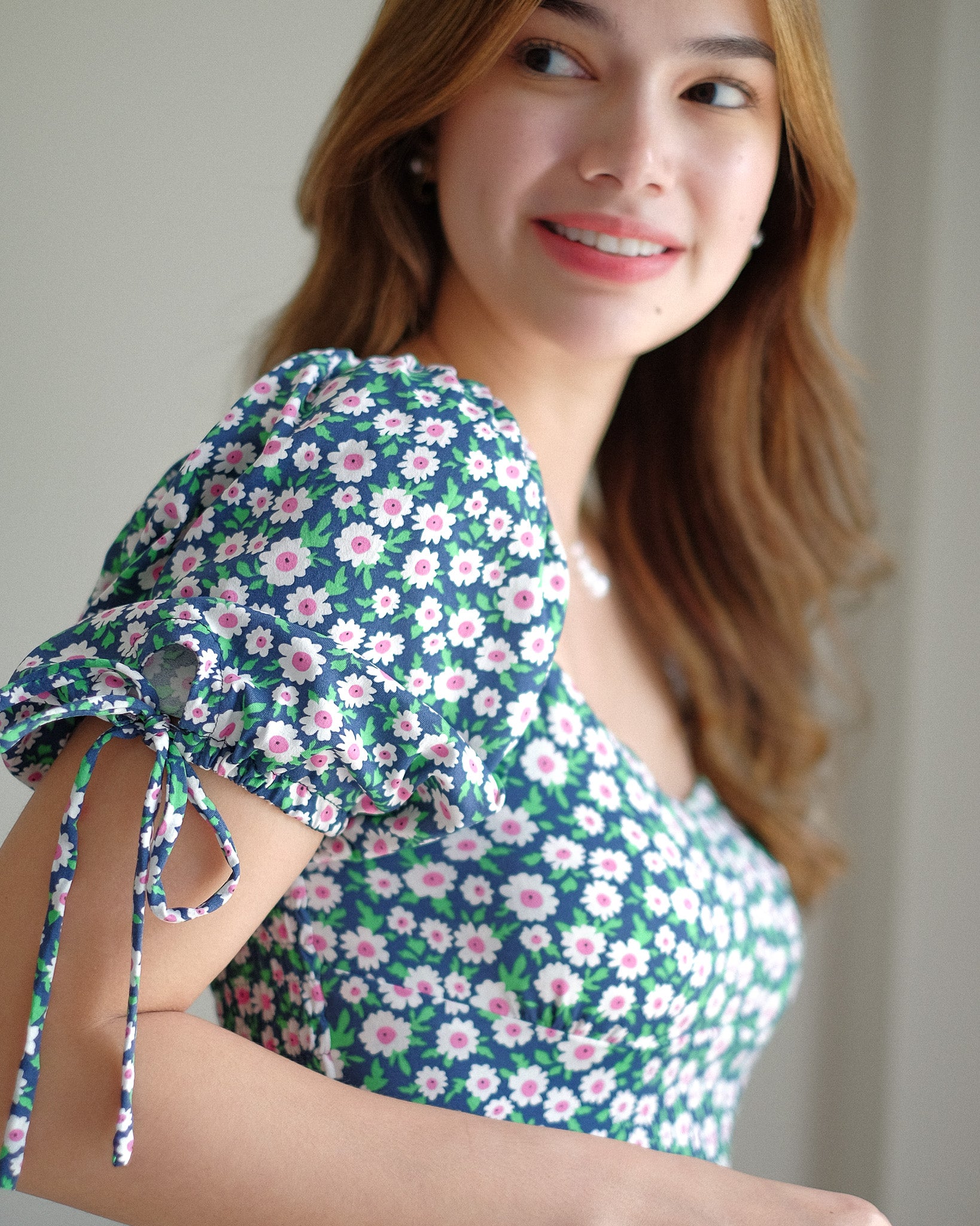 Heart Midi Dress - blue daisy
