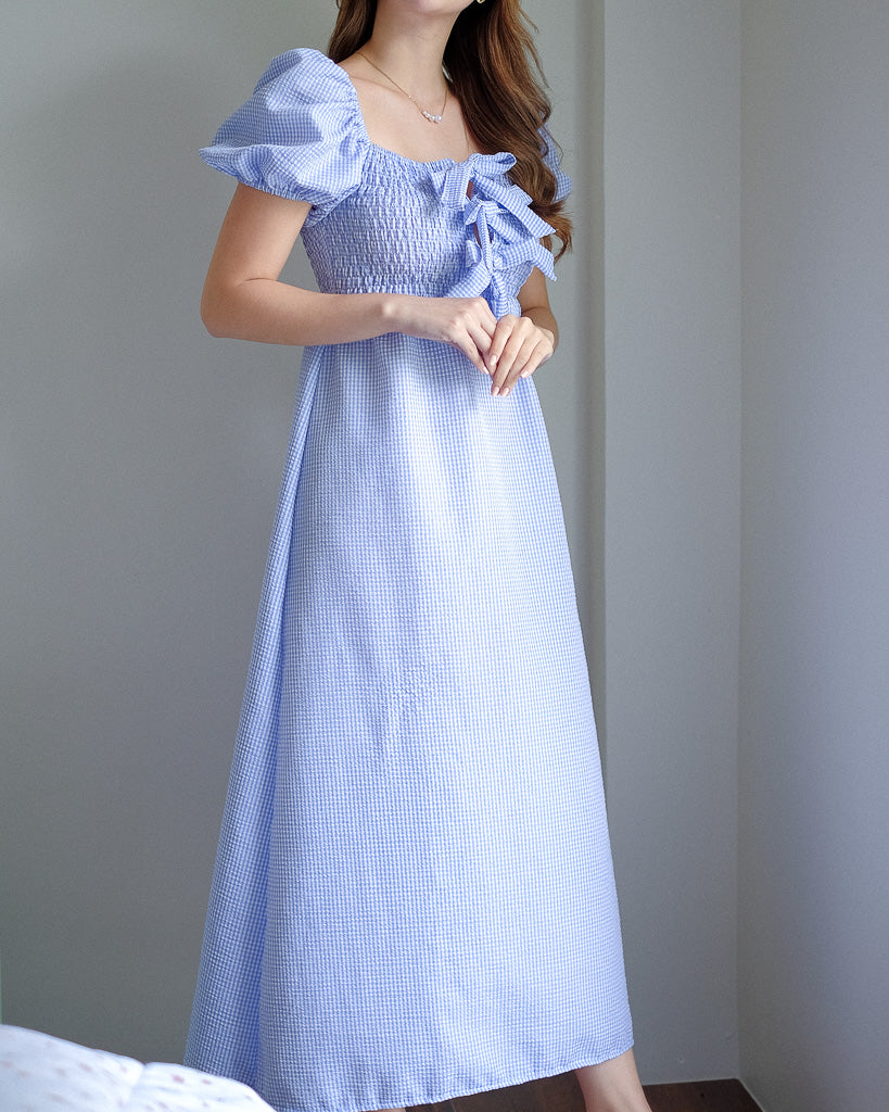 The Malibu midi dress - blue gingham