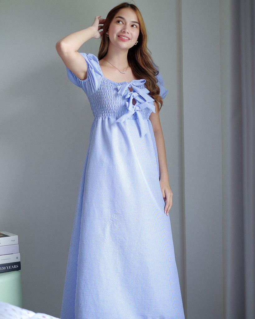 The Malibu midi dress - blue gingham