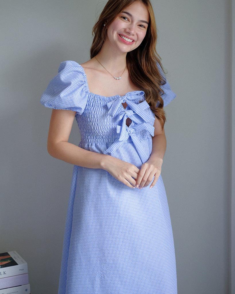 The Malibu midi dress - blue gingham