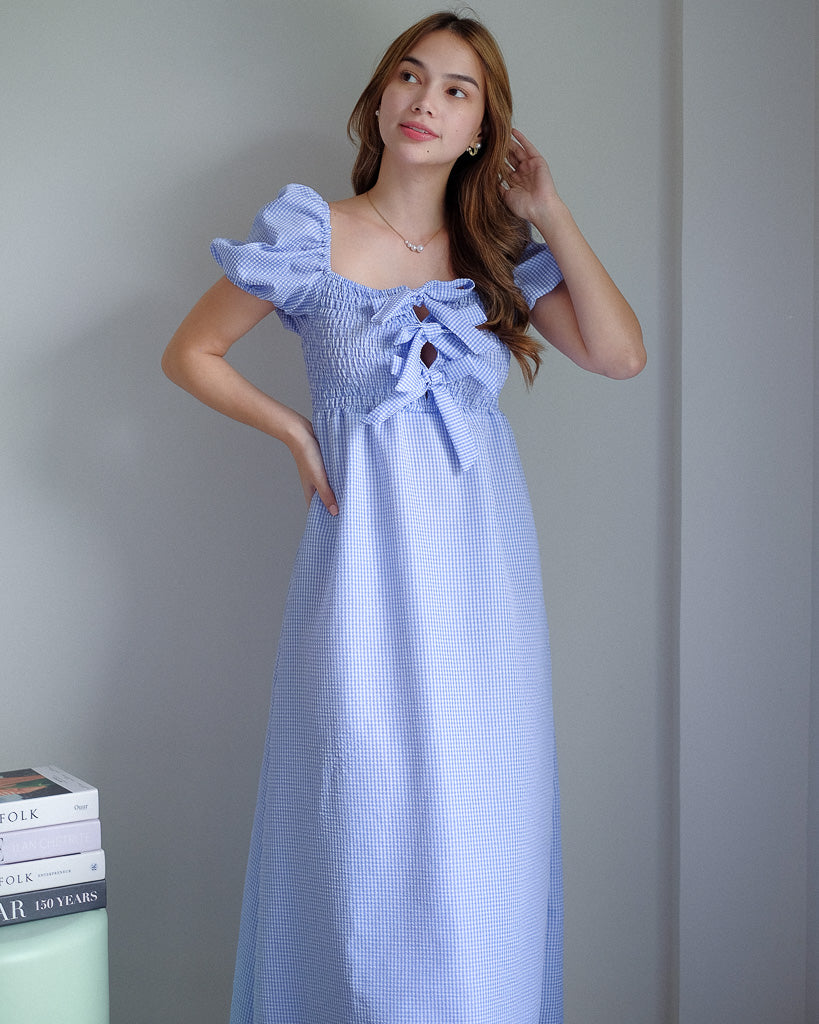 The Malibu midi dress - blue gingham
