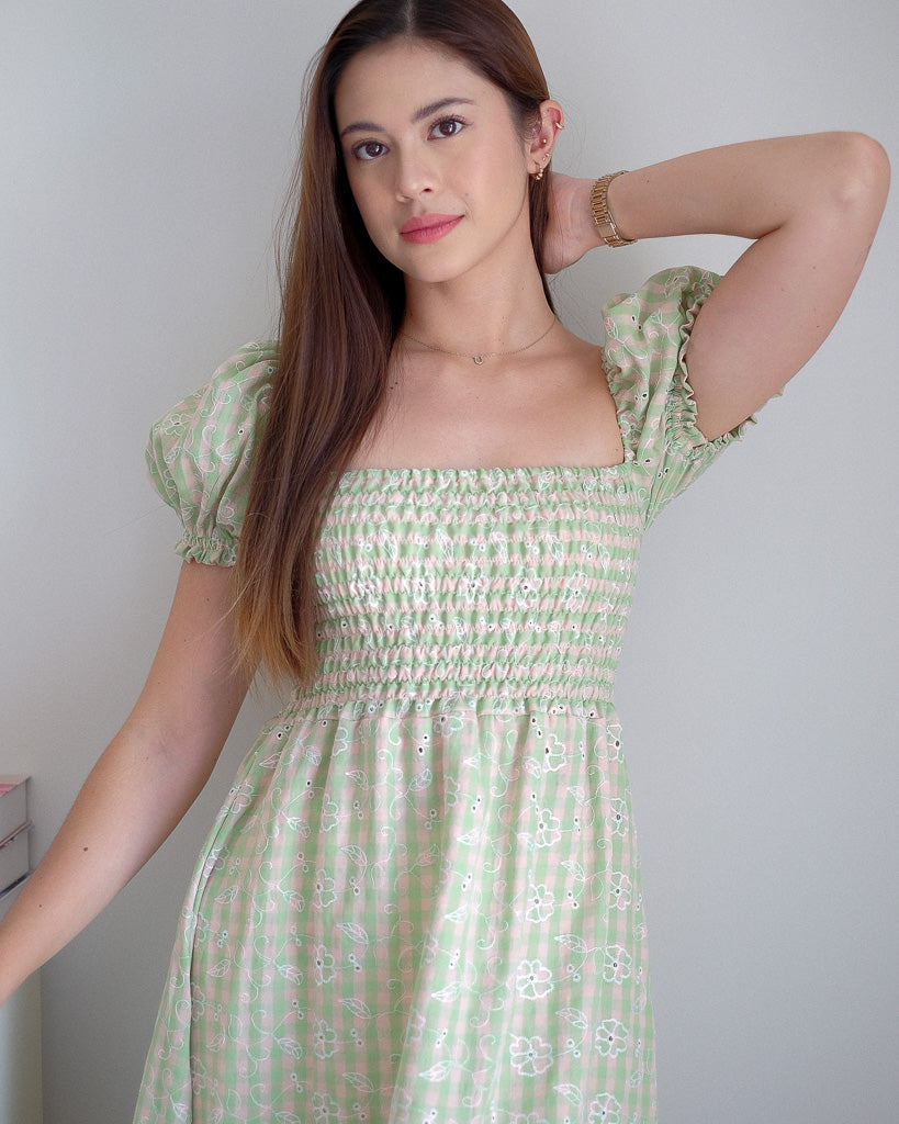 Alison Maxi Dress - Apple green eyelet