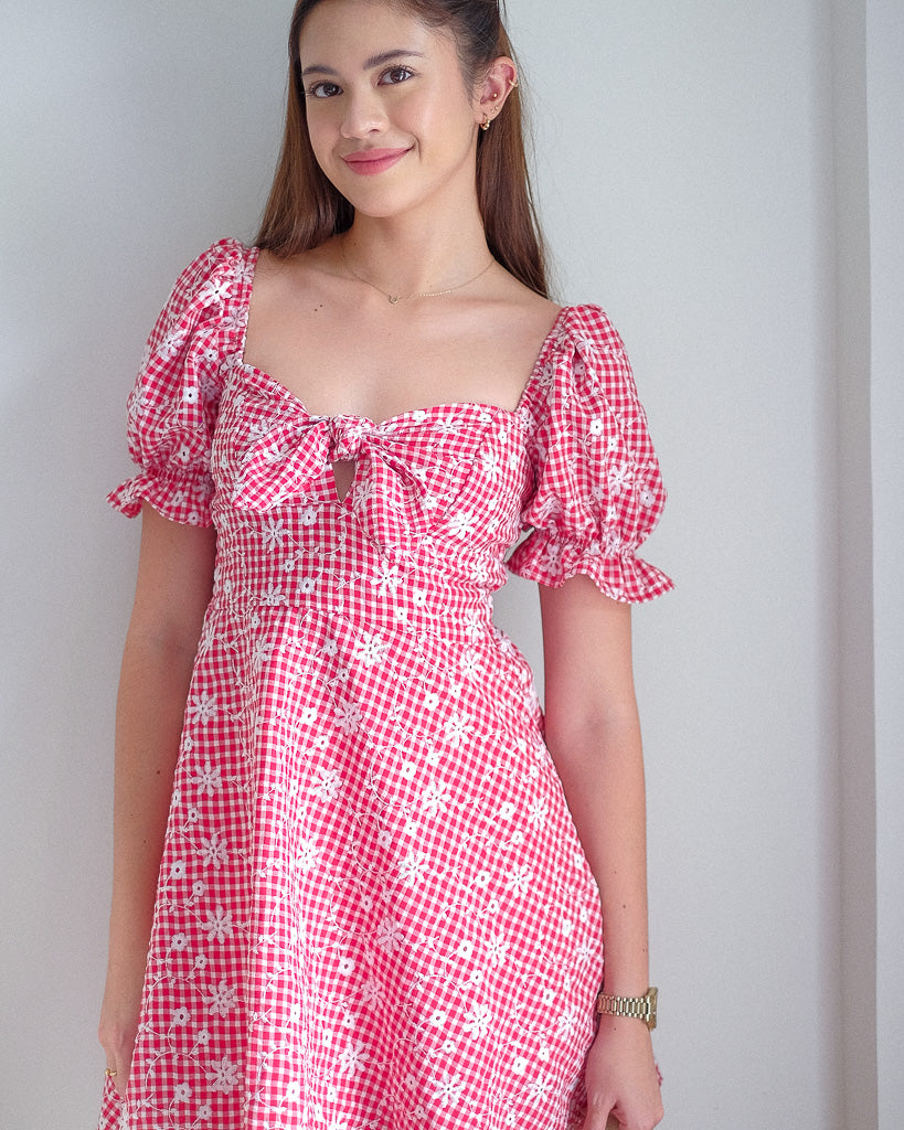 Sam Mini Dress - Classic red gingham eyelet