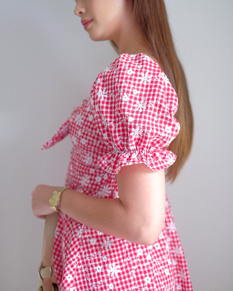 Sam Mini Dress - Classic red gingham eyelet