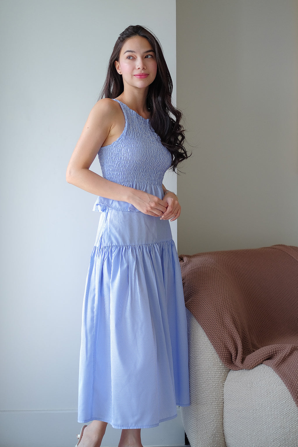 Amara Co-ord pinstripe – powder blue