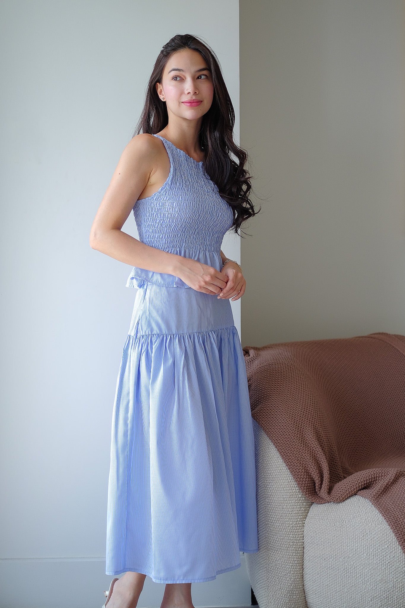 Amara Co-ord pinstripe – powder blue