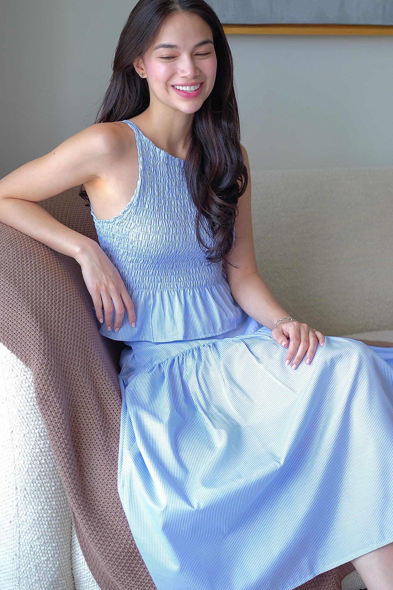 Amara Co-ord pinstripe – powder blue