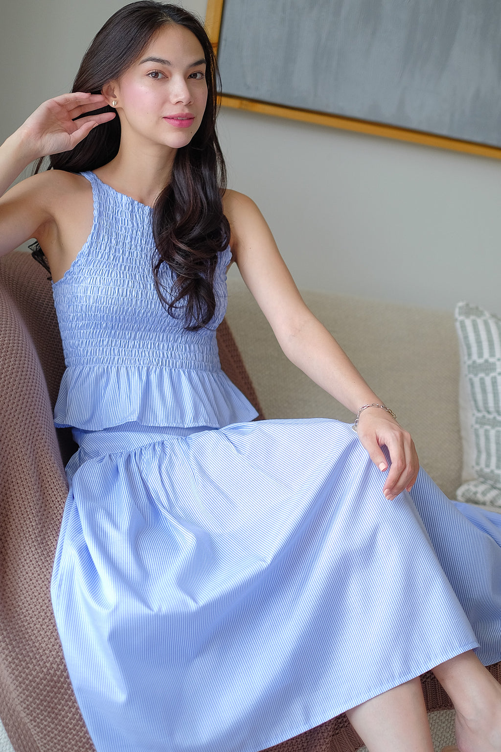 Amara Co-ord pinstripe – powder blue