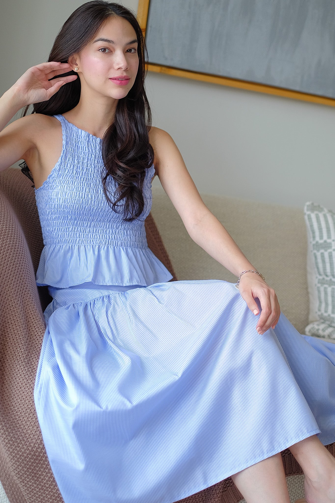 Amara Co-ord pinstripe – powder blue