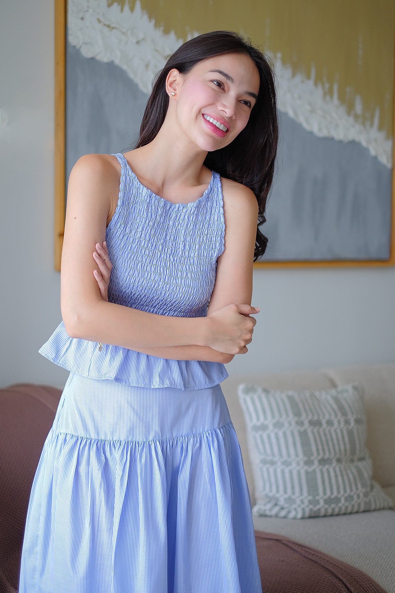 Amara Co-ord pinstripe – powder blue