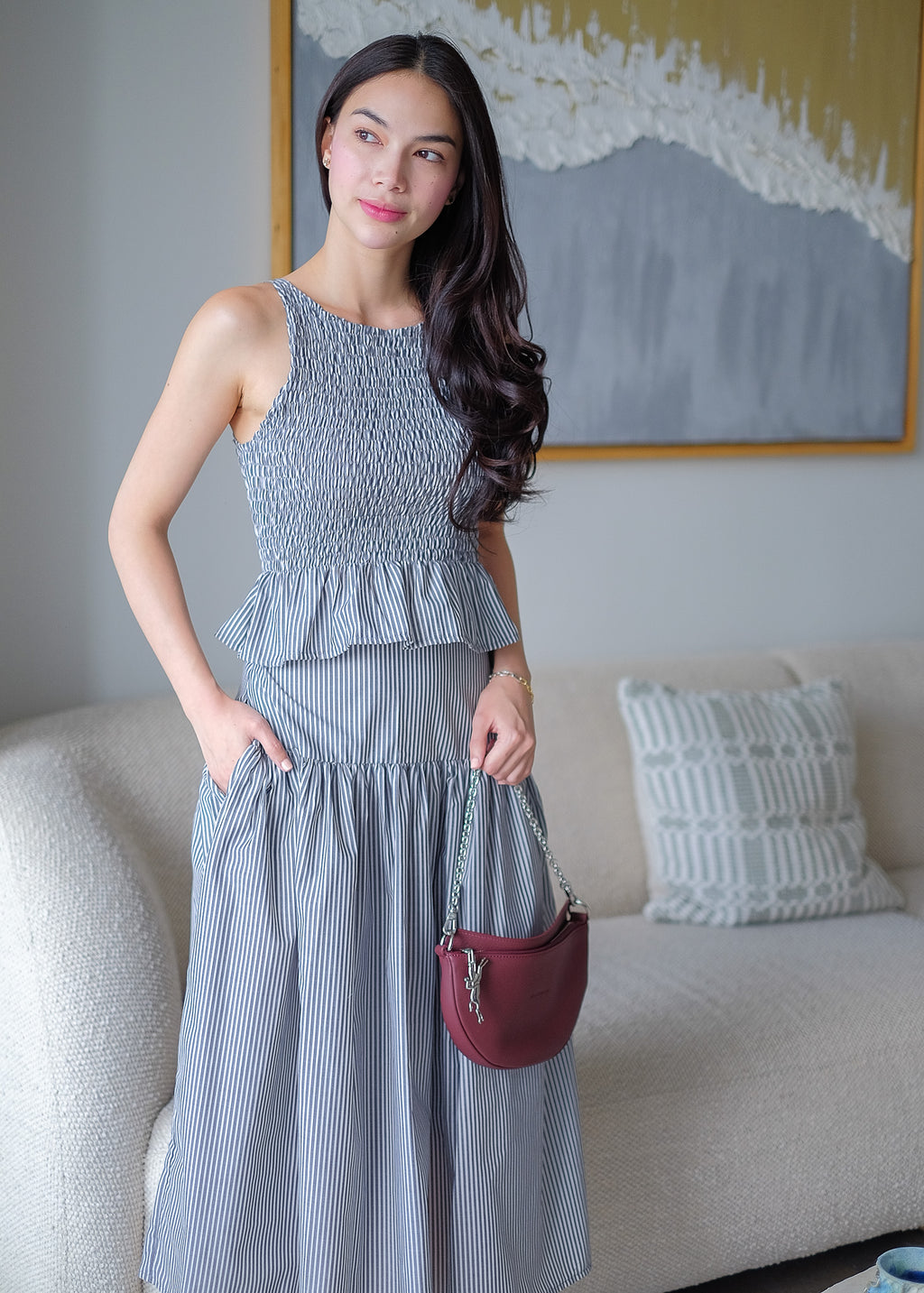 Amara Set pinstripe – graphite