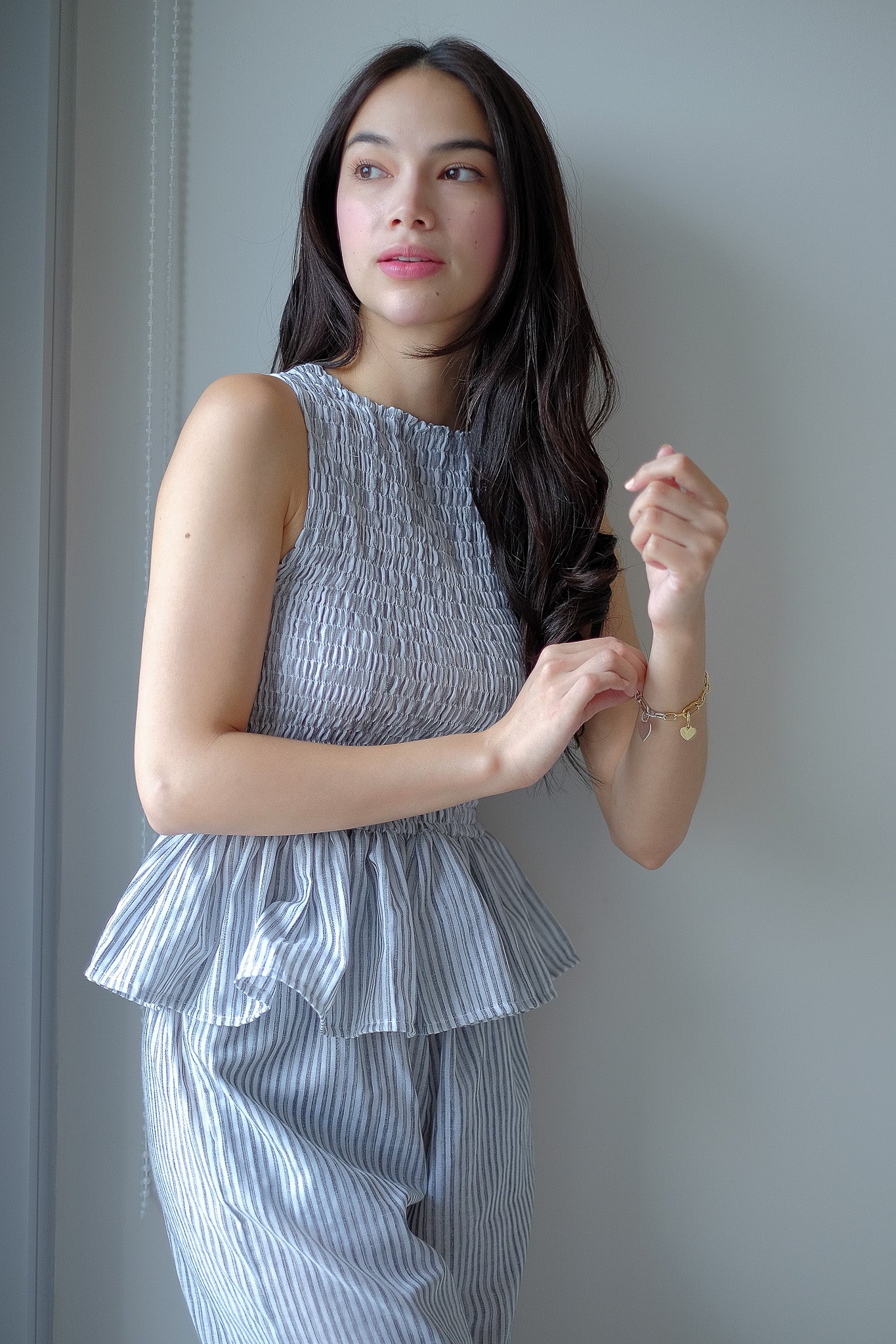 Astrid Set pinstripe – black