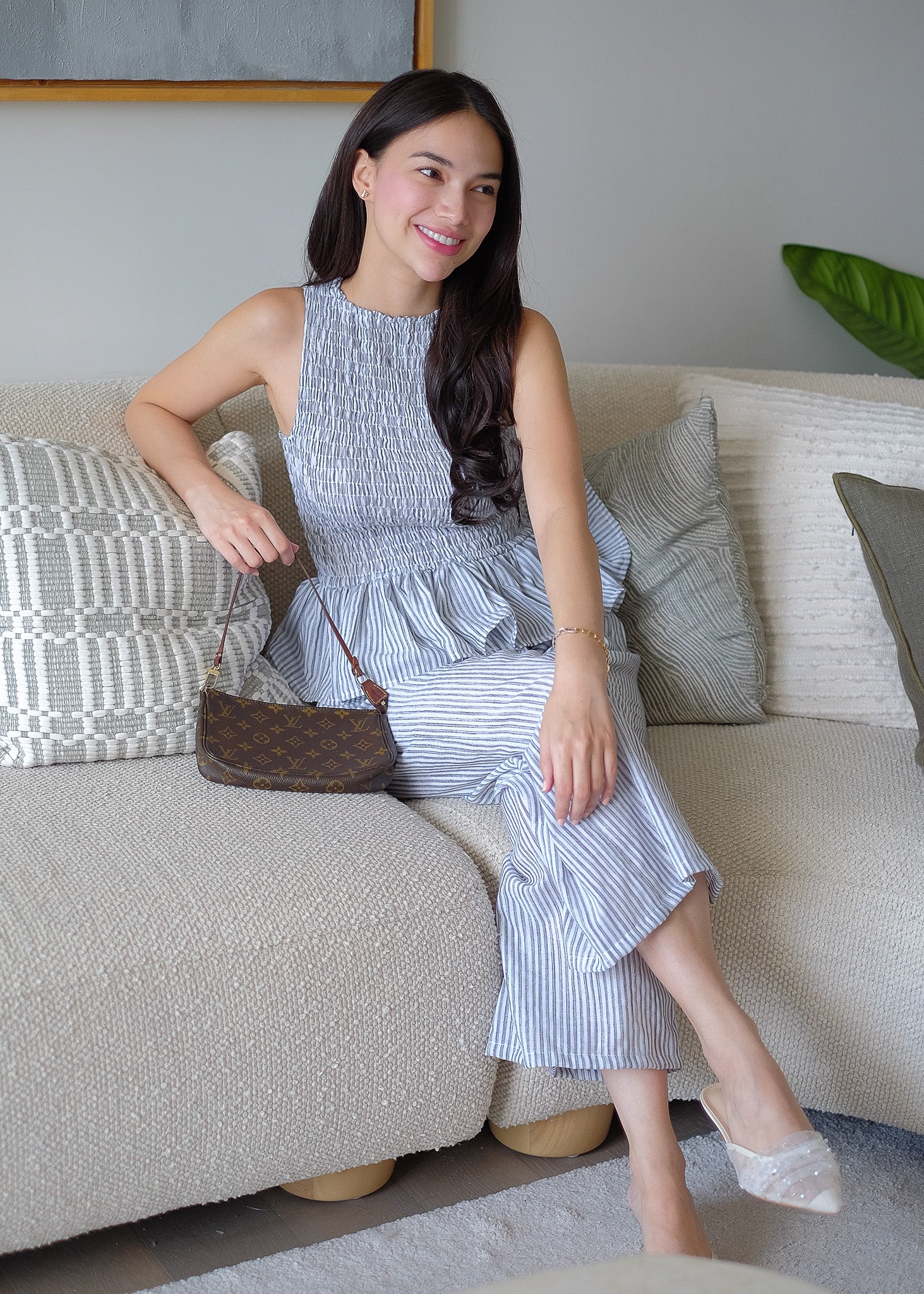 Astrid Set pinstripe – black