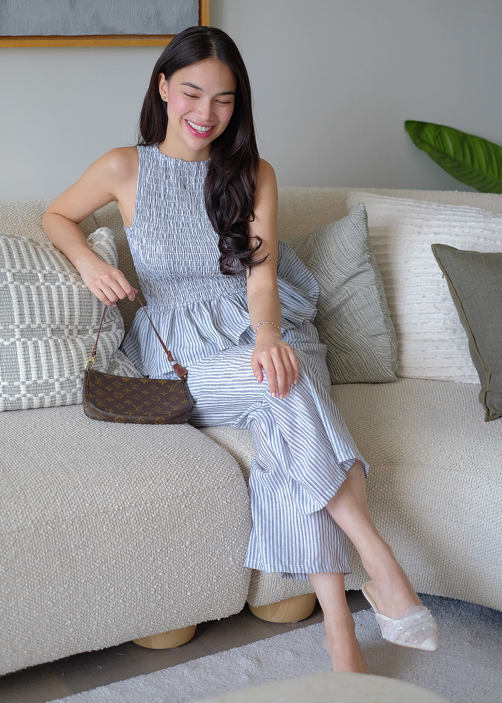 Astrid Set pinstripe – black